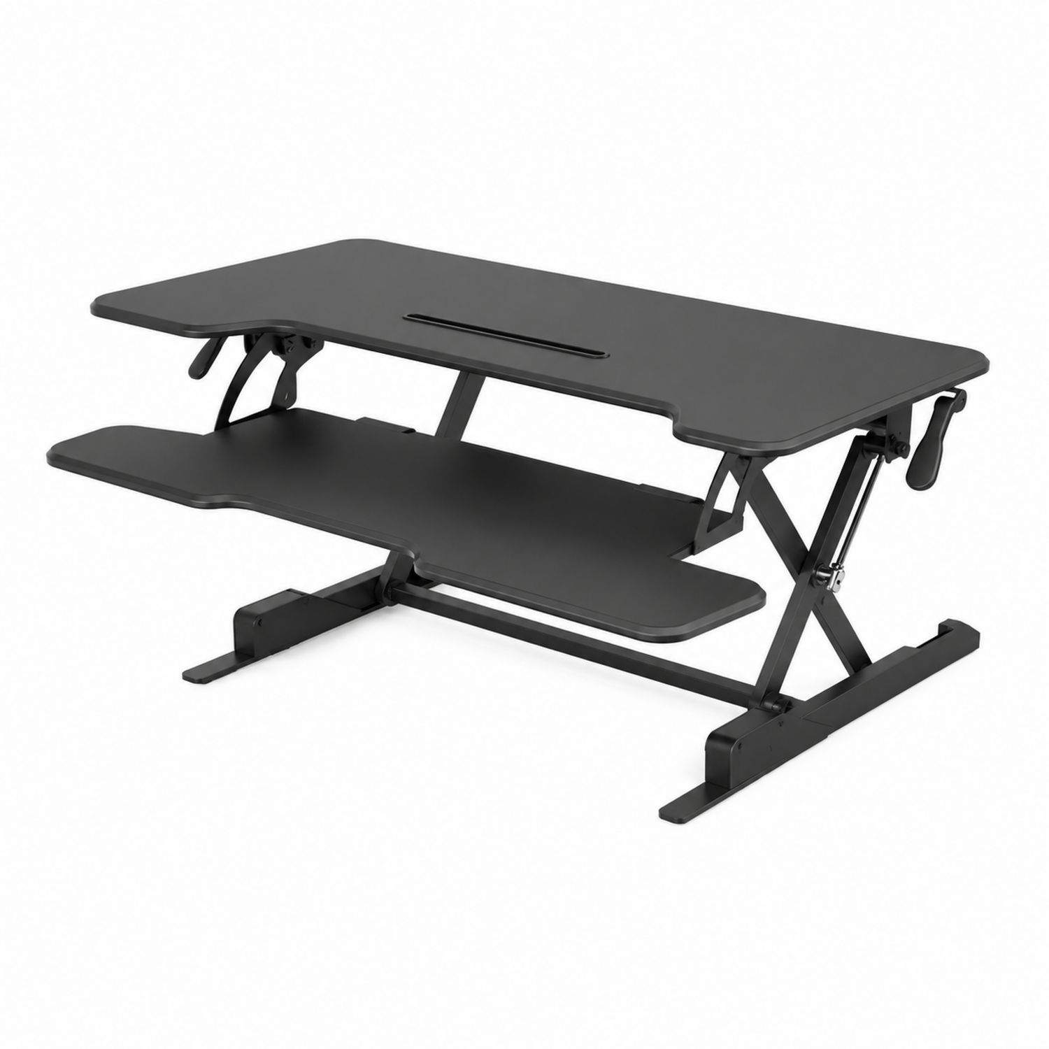 Höhenverstellbarer Schreibtischaufsatz aus Stahl und MDF, Schwarz