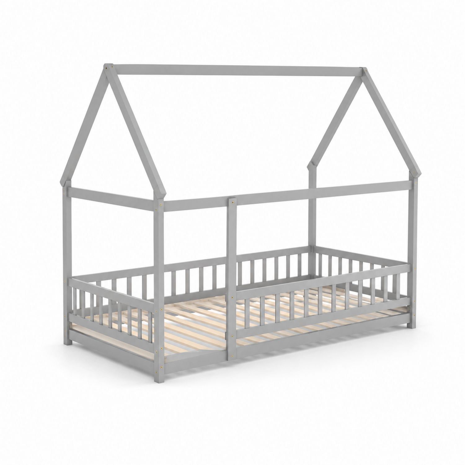 Kinderhausbett Holz Grau 200x90 cm