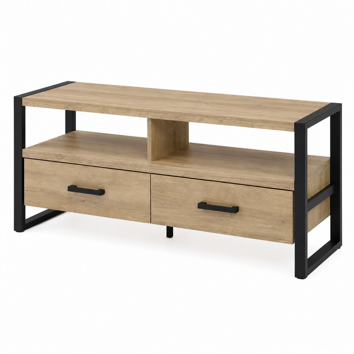 TV-Schrank Holzwerkstoff/Metall Eiche/Schwarz