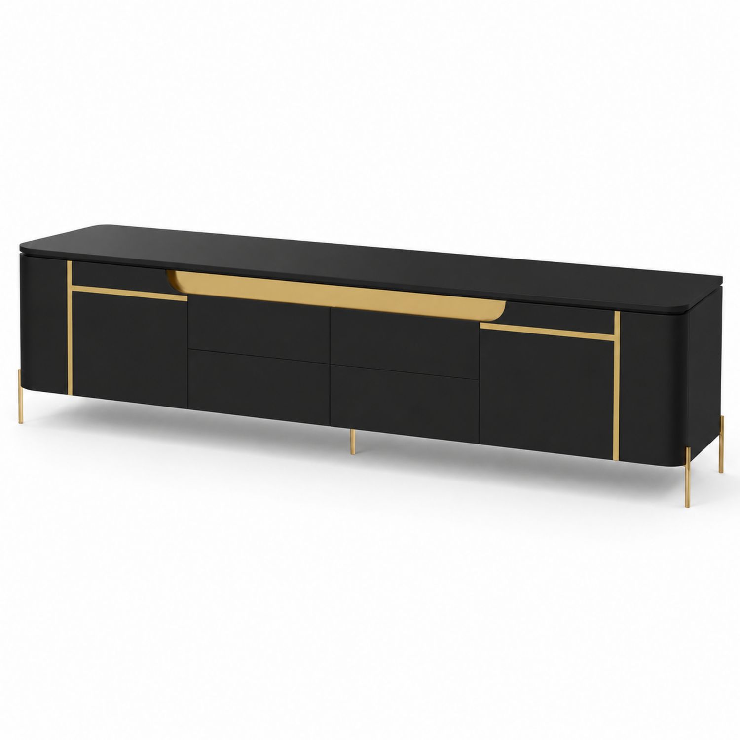 TV-Schrank 200x40x50 cm MDF/Metall Schwarz/Gold