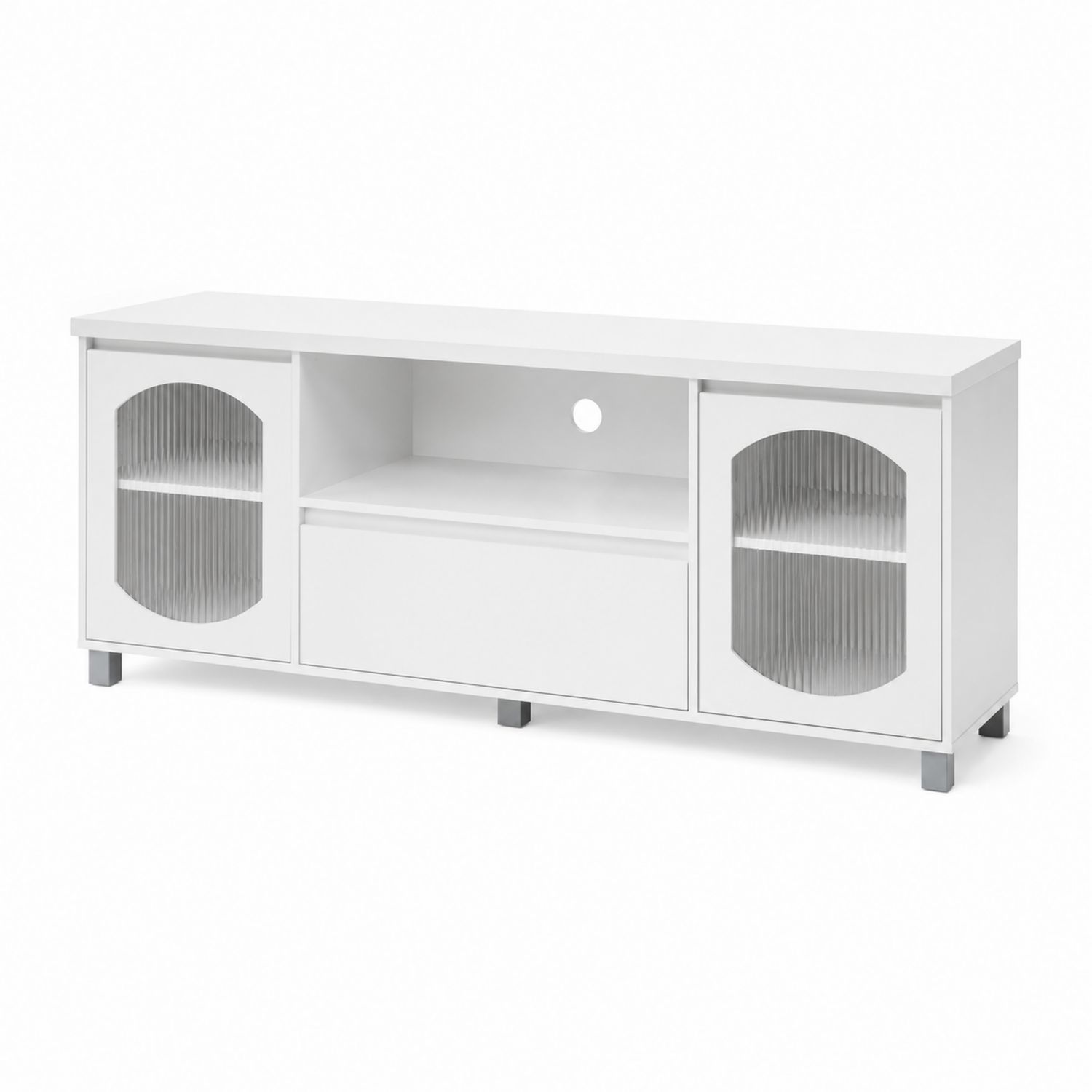 TV-Schrank MDF Glas Weiß 152 cm
