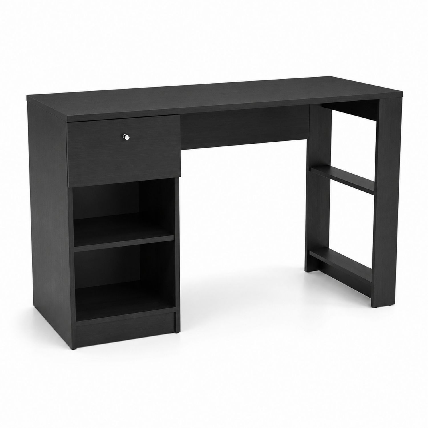 Schreibtisch aus Holzwerkstoff mit Schublade und Regalen Schwarz