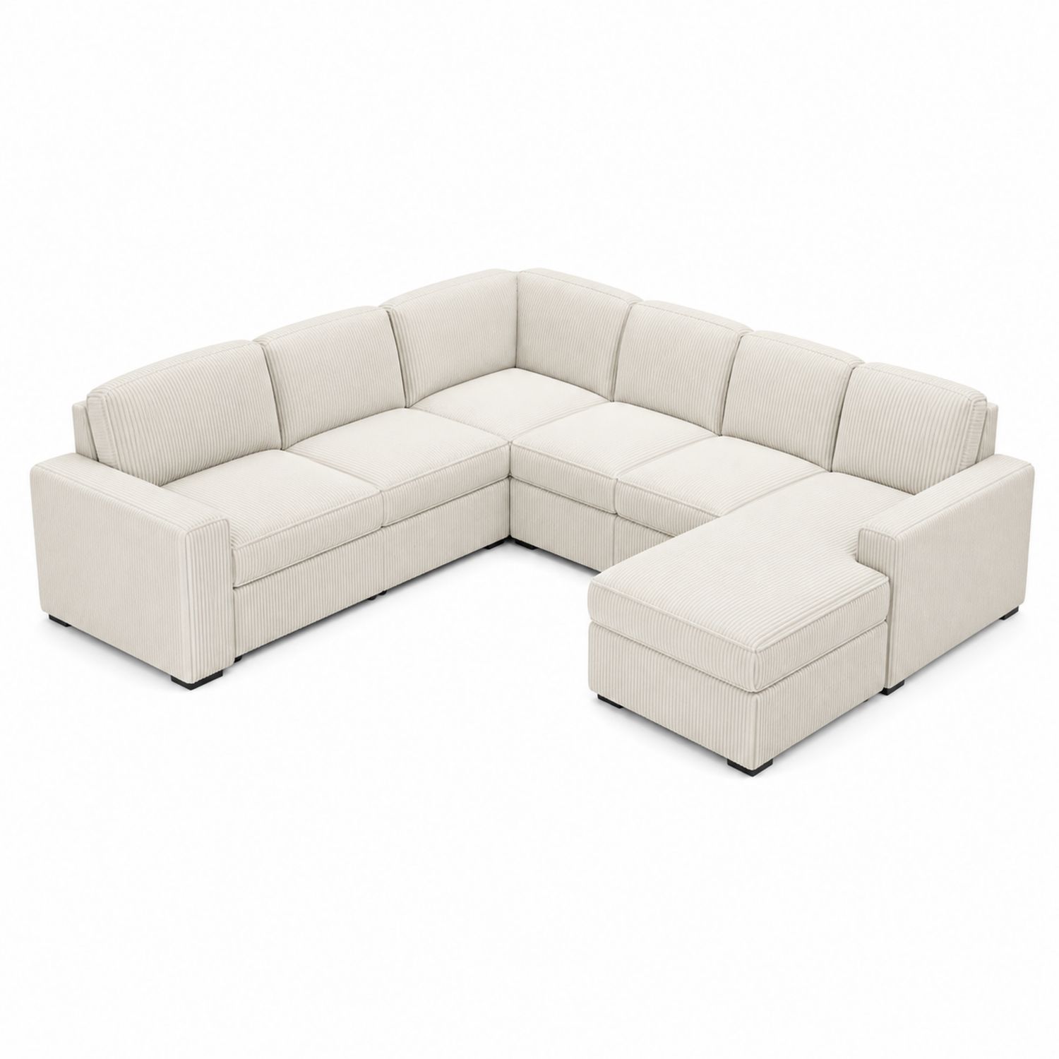 Ecksofa L-Form Cordstoff Beige