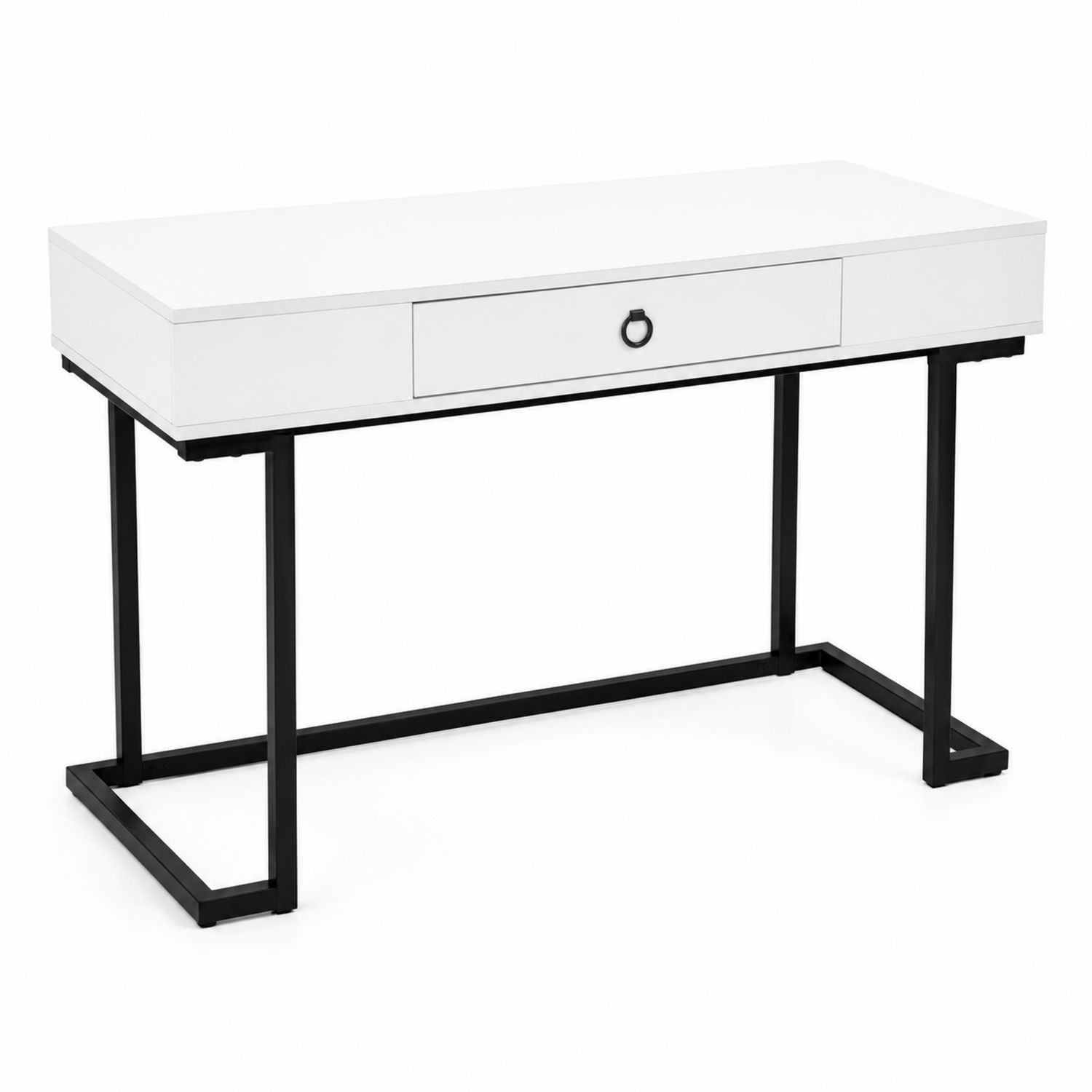 Schreibtisch aus MDF mit Metallbeinen Weiß/Schwarz
