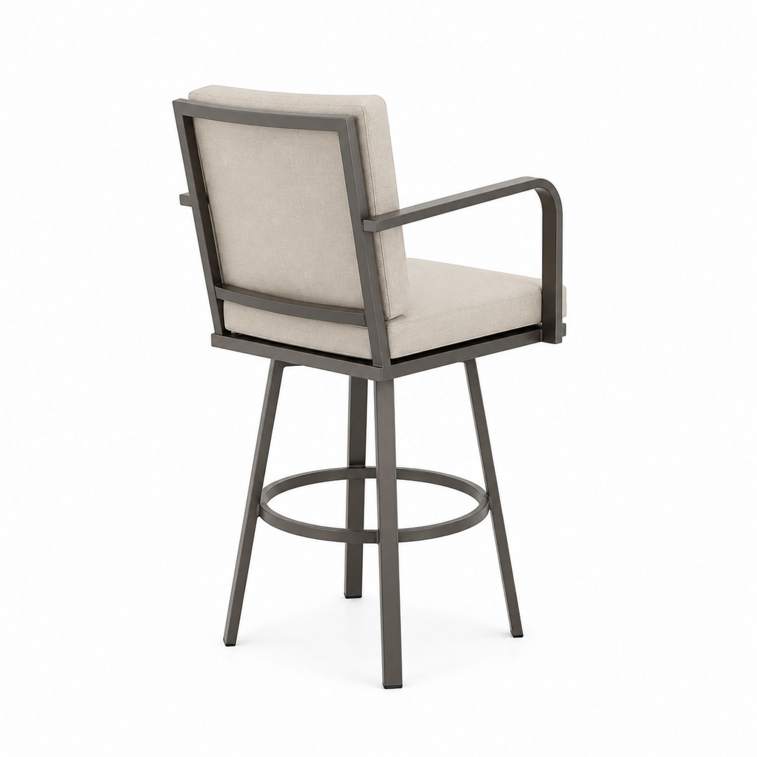 Metall Drehstuhl mit Armlehnen und Polyesterbezug Beige
