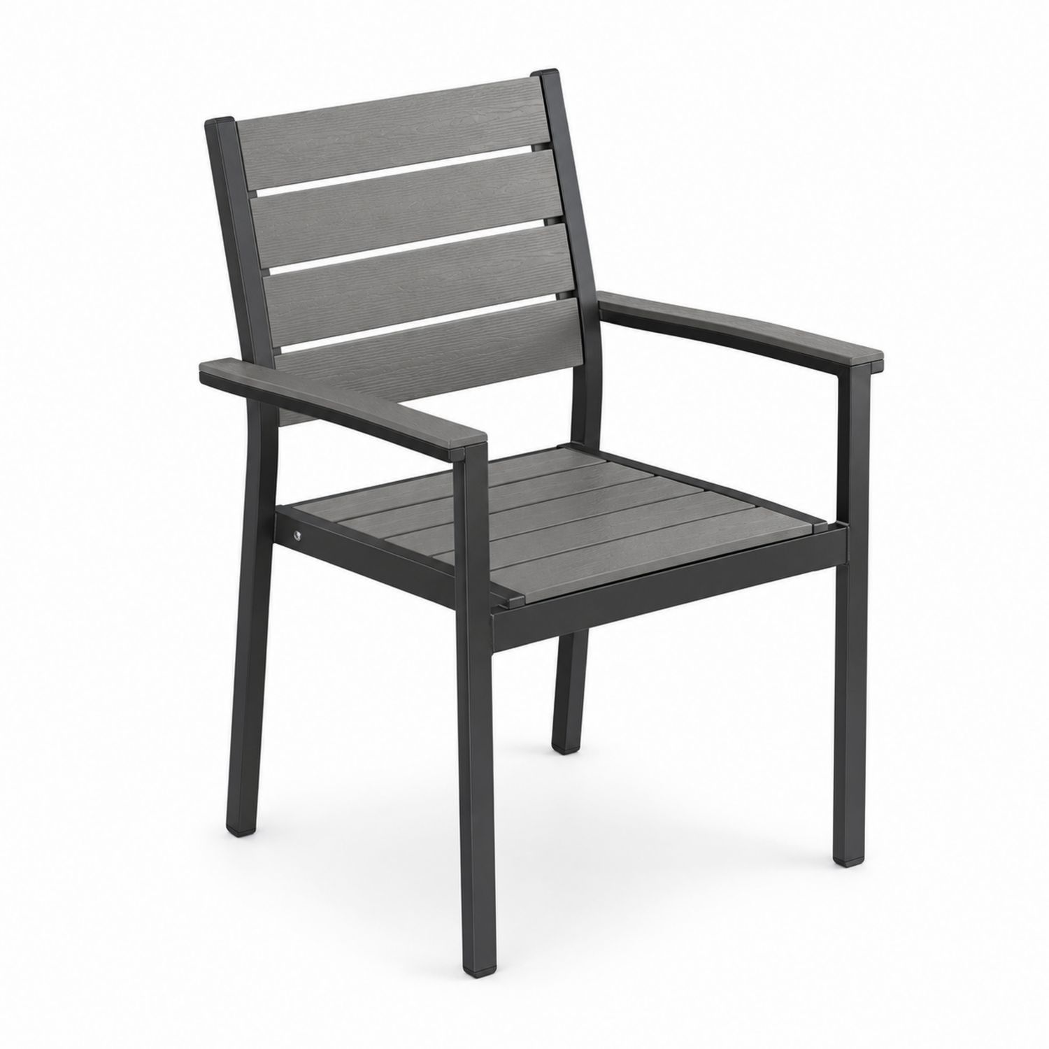 Silla de Exterior de Aluminio y Madera Compuesta Gris