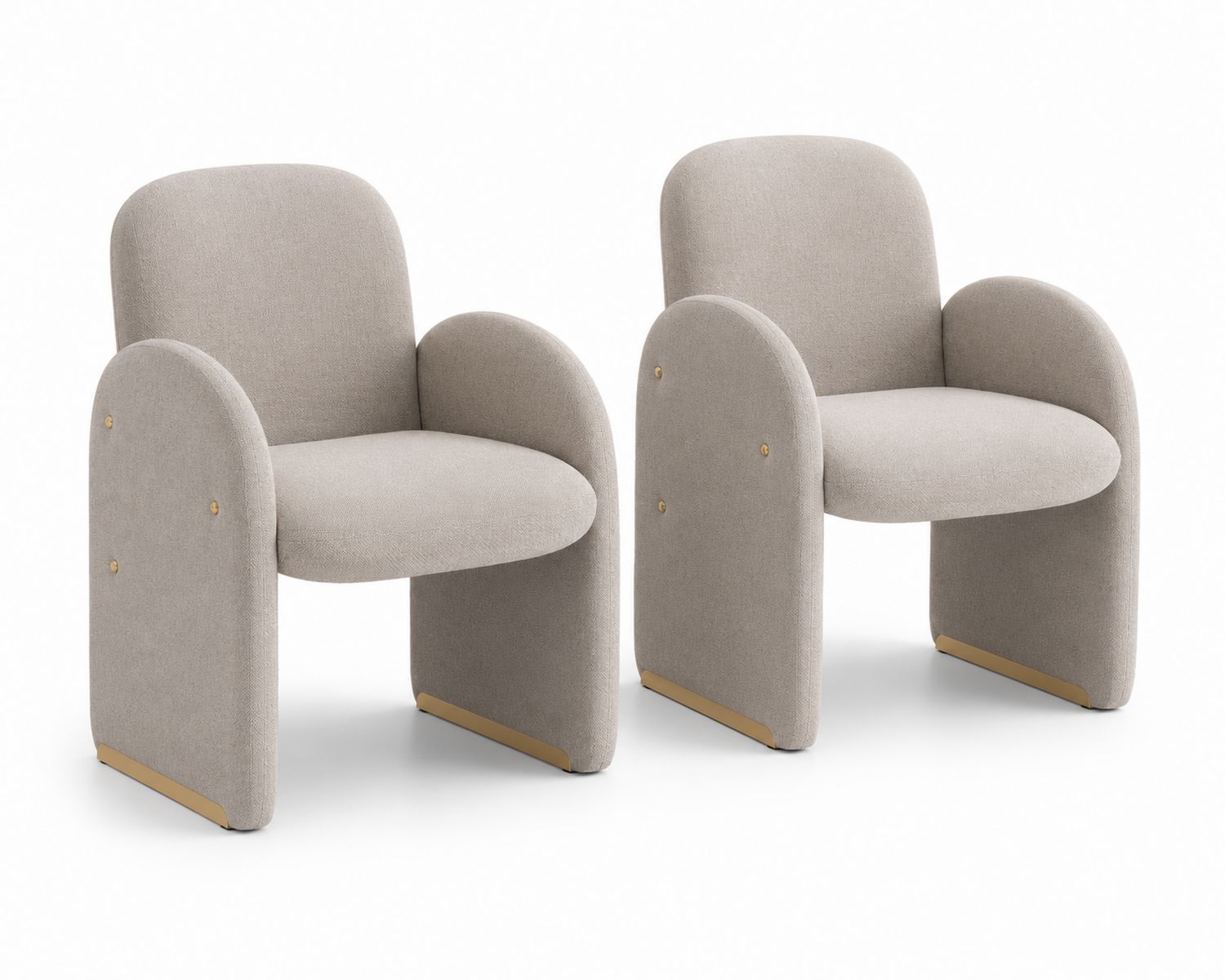 Juego de 2 sillas de salón tapizadas en tela beige