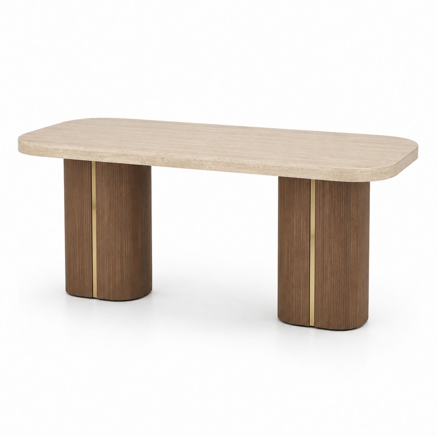 Mesa de comedor de mármol travertino y madera 200x100x75 cm