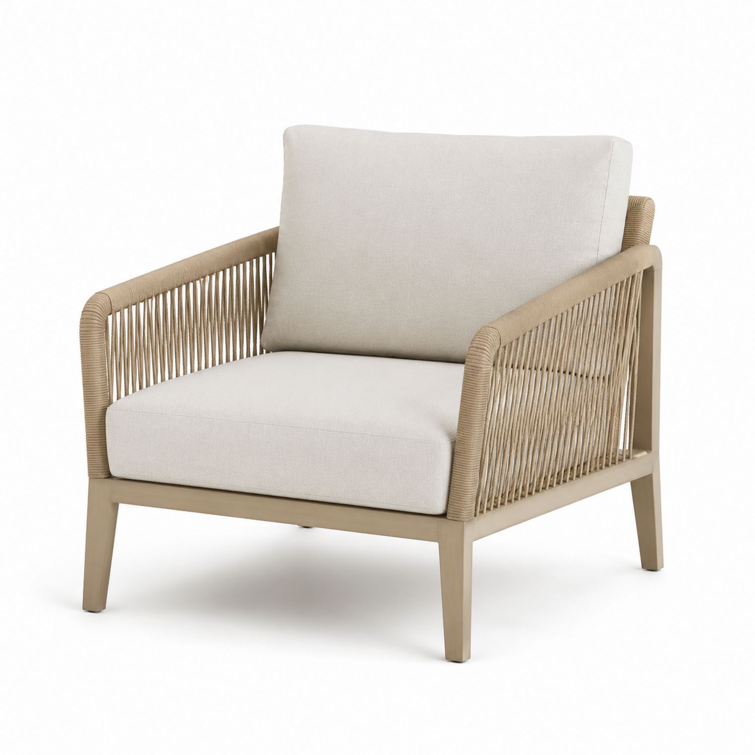 Silla de Exterior con Cojines de Tela Beige 75x85x75 cm Estructura de Aluminio