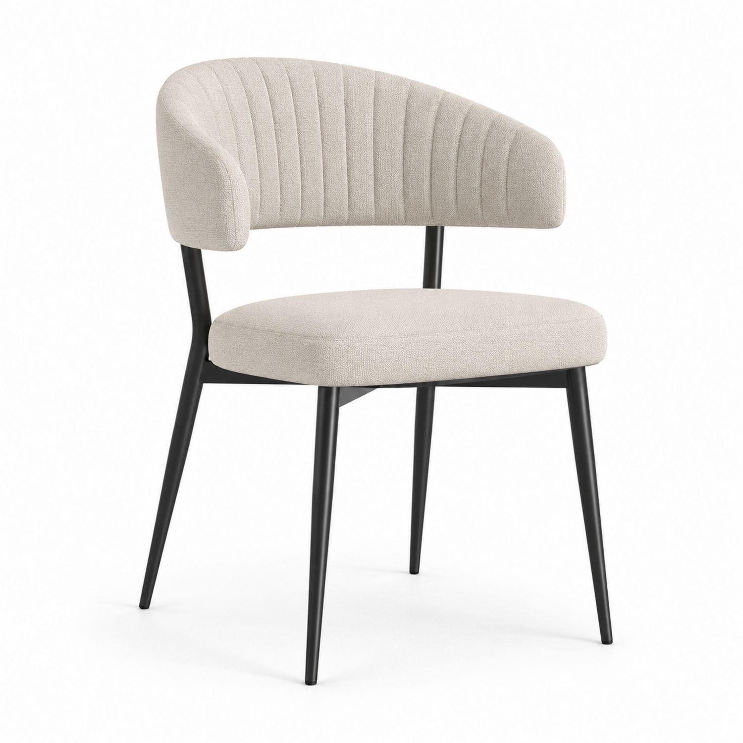 Silla de comedor de tela y metal negra y beige