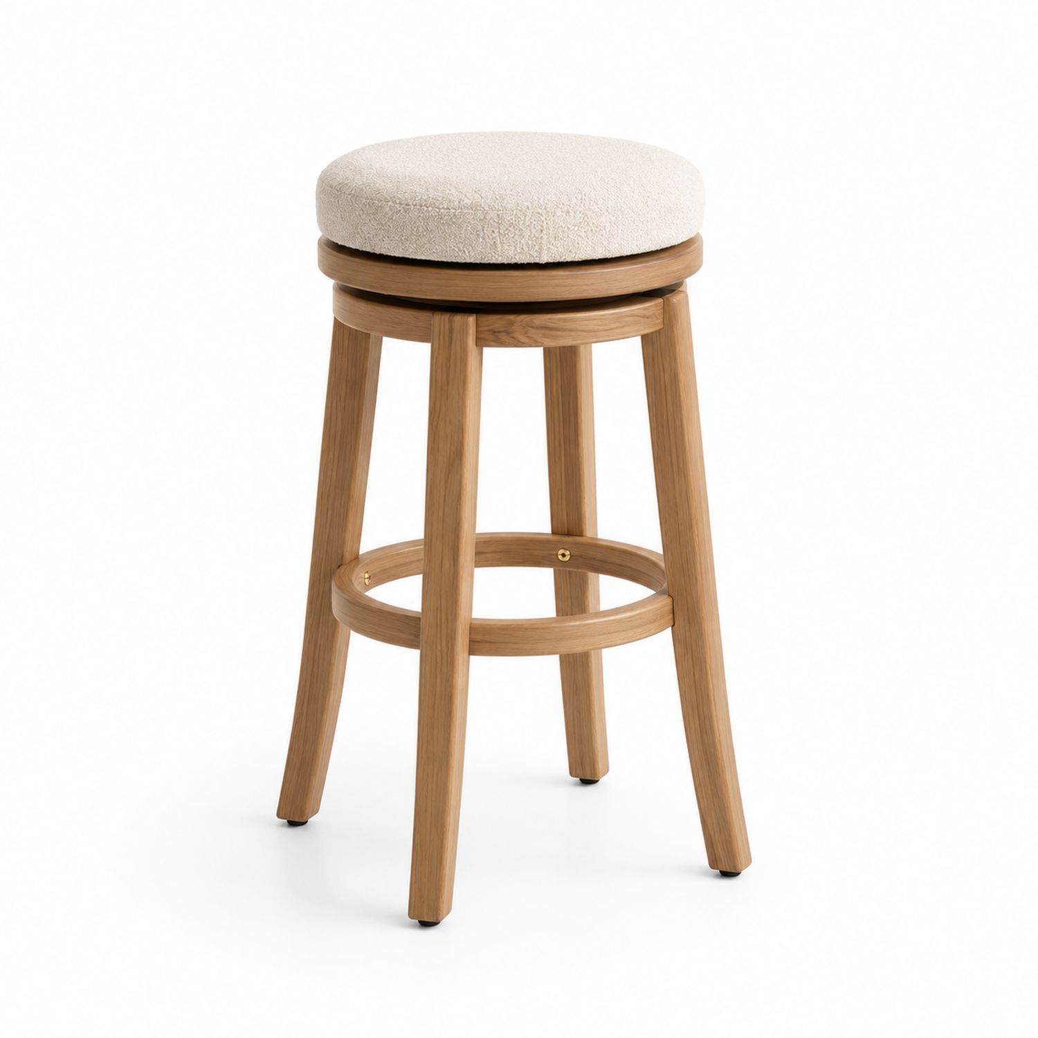 Taburete de madera con asiento de poliéster beige 75cm
