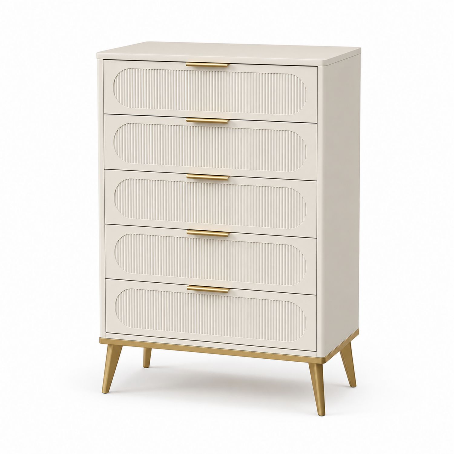 Cajonera vertical de MDF beige con patas de metal