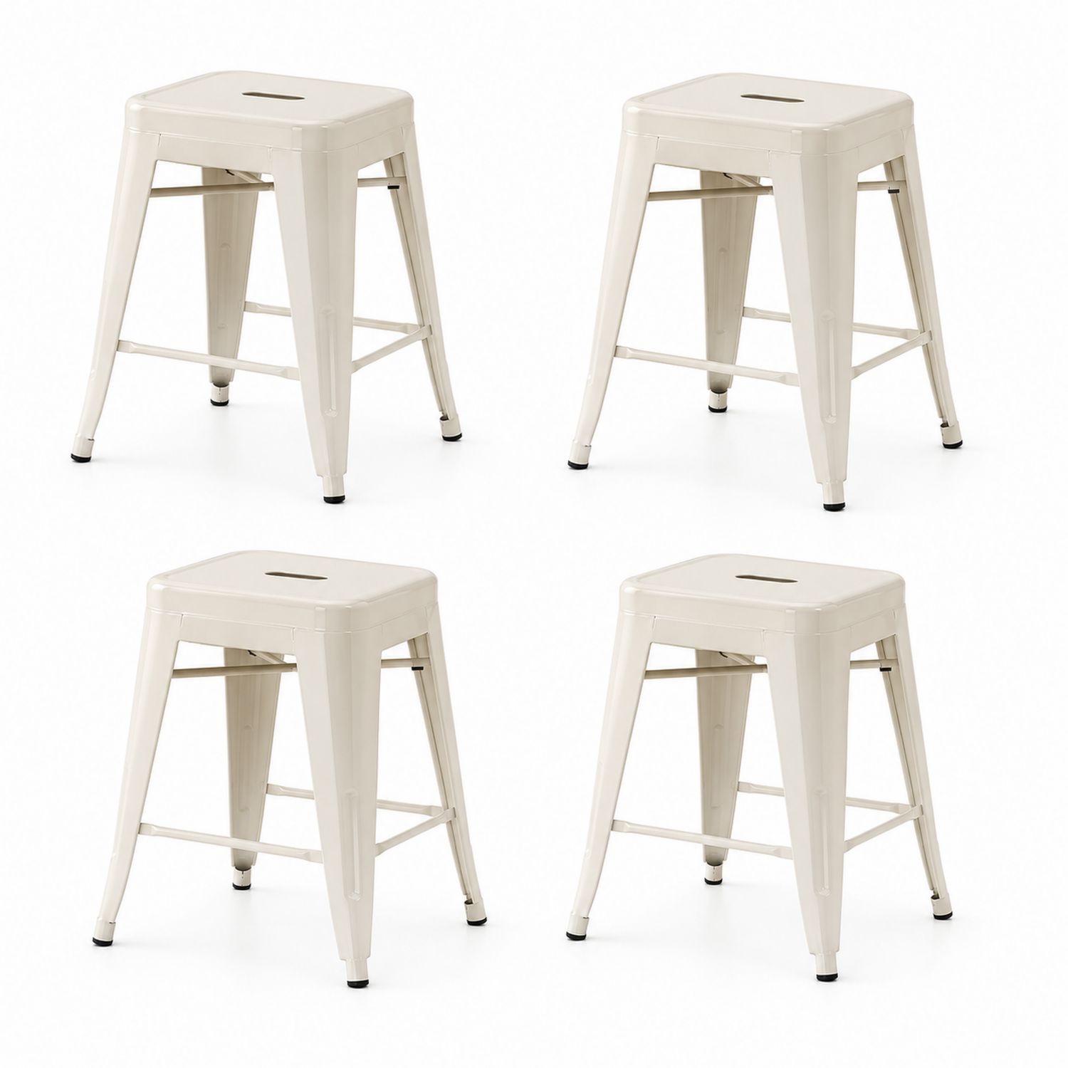 Juego de 4 taburetes de metal crema 61 cm