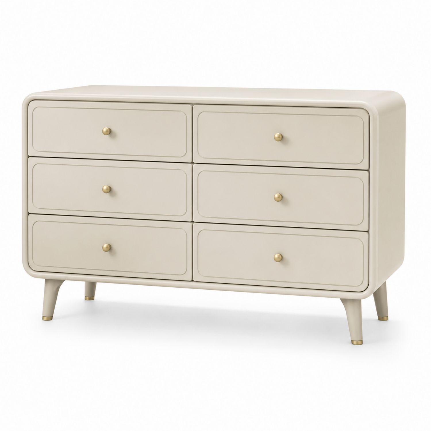 Cómoda de Madera y Metal con 6 Cajones Beige