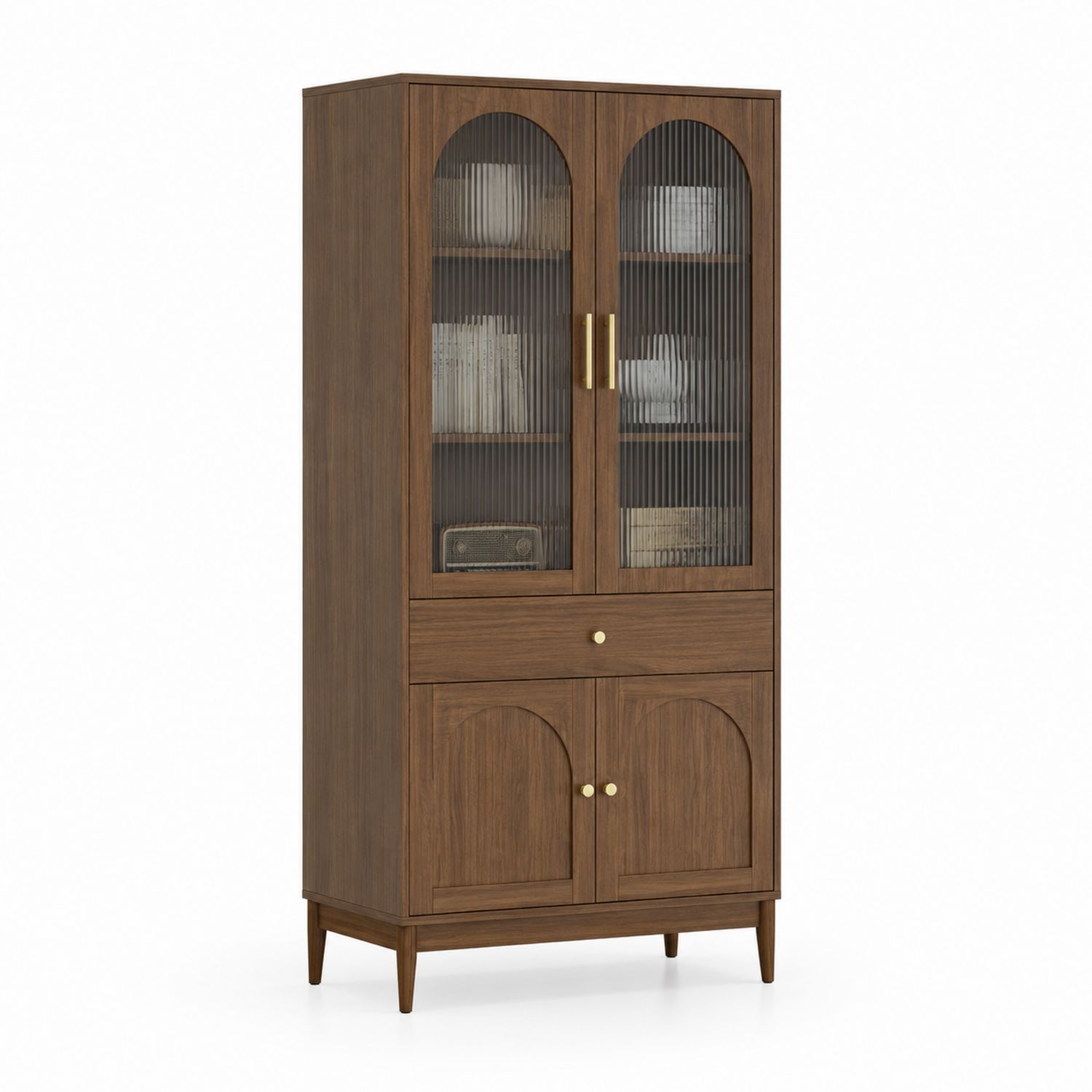 Vitrina de madera con puertas de vidrio 180x80x40 cm Marrón