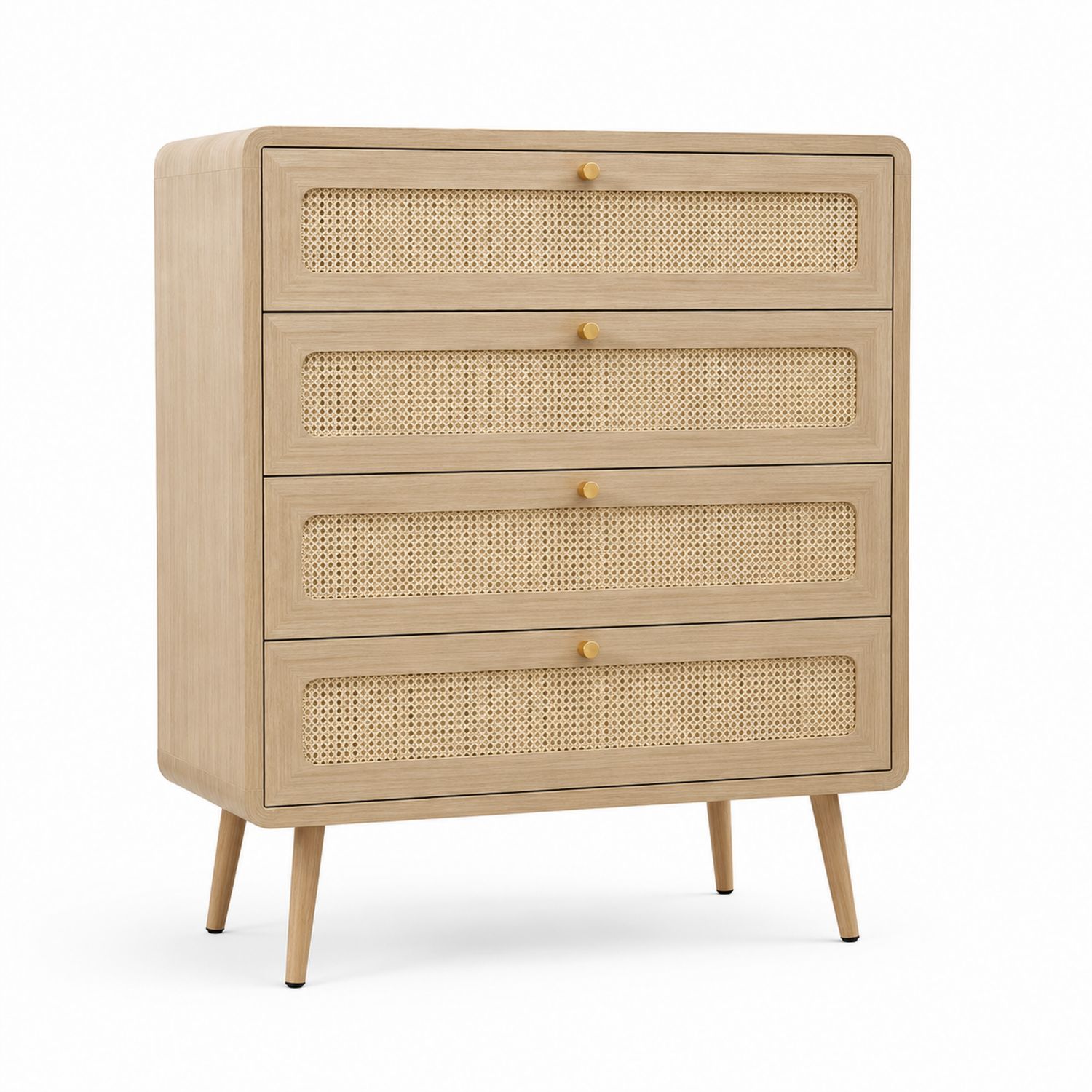 Cómoda de Madera de Roble con Cajones de Ratán