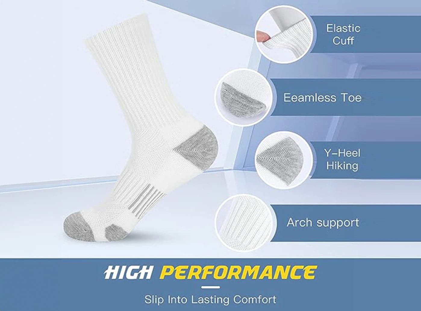 FitVille SportStep Athletic Mid Socks 5-Pair Bundle (for Men)