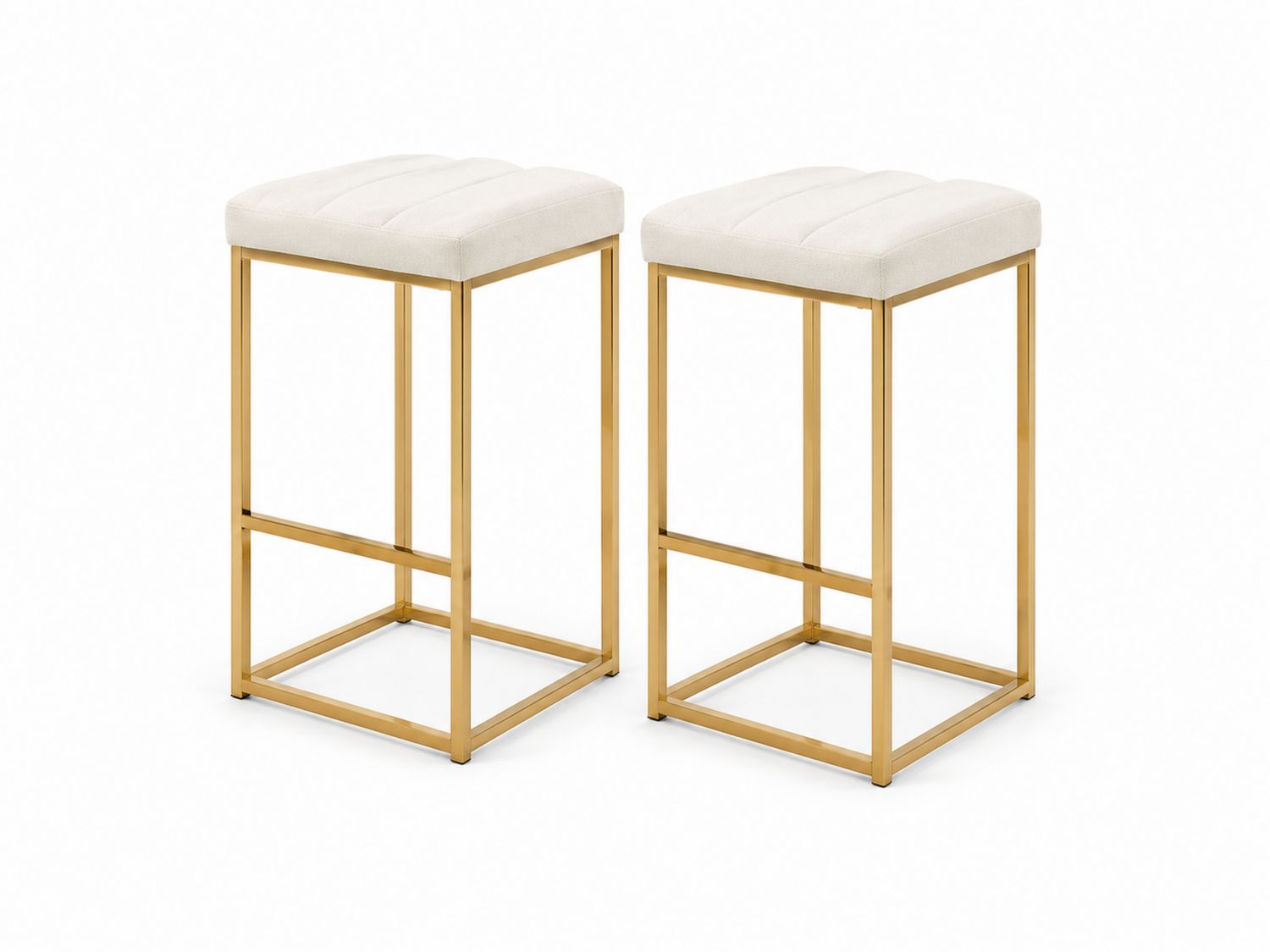 Conjunto de 2 taburetes de bar de tela y metal