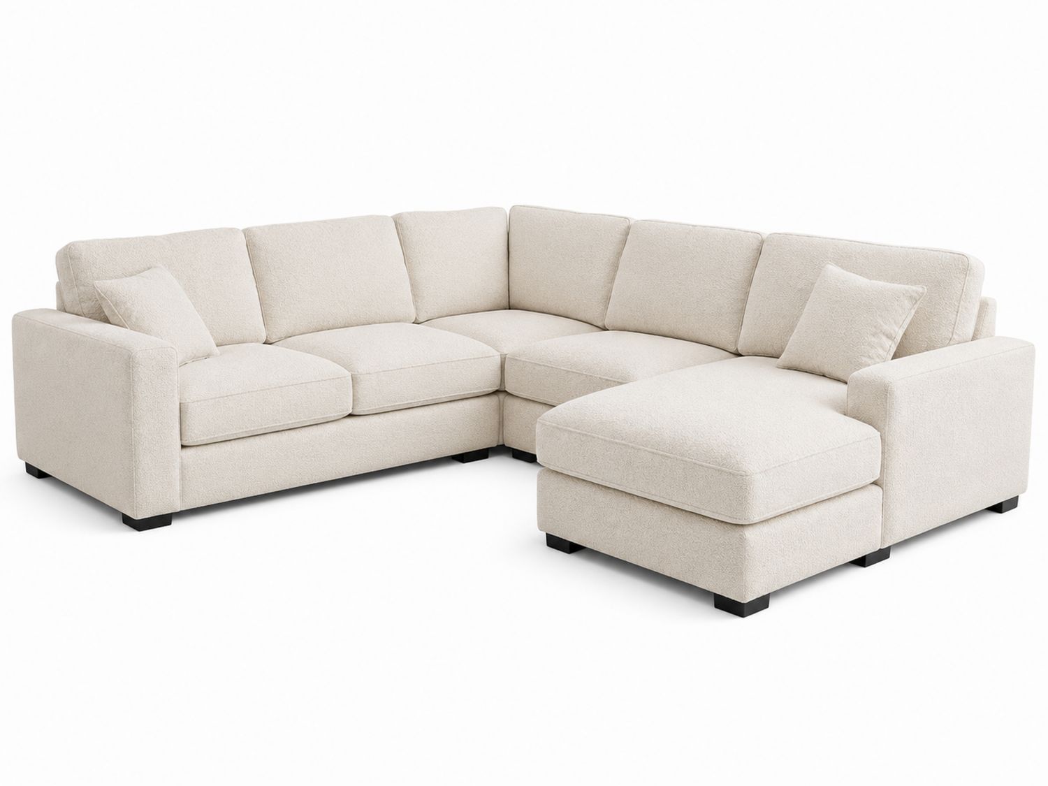Sofá seccional en L de tela bouclé Beige