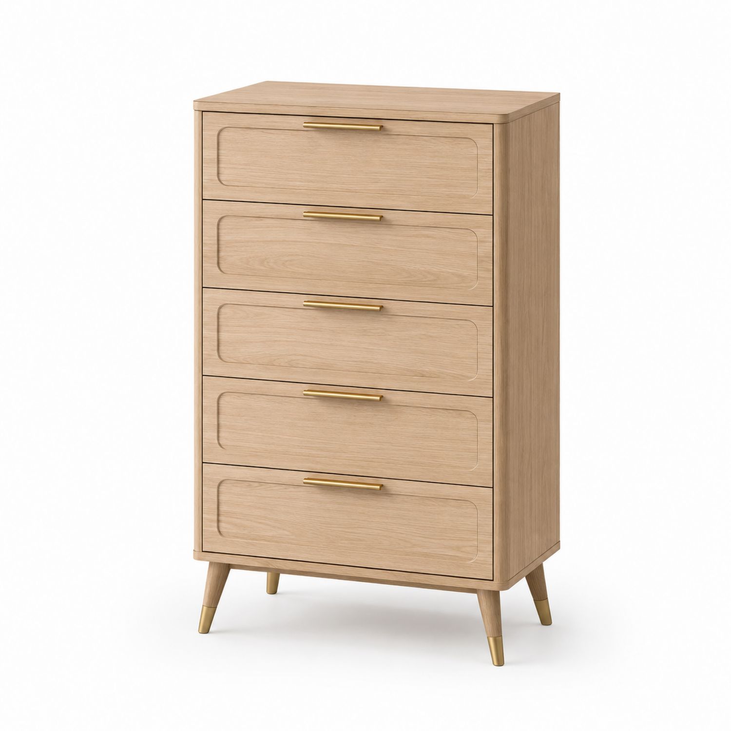 Cajonera de Madera de Roble con Tiradores Dorados 100x45x120 cm