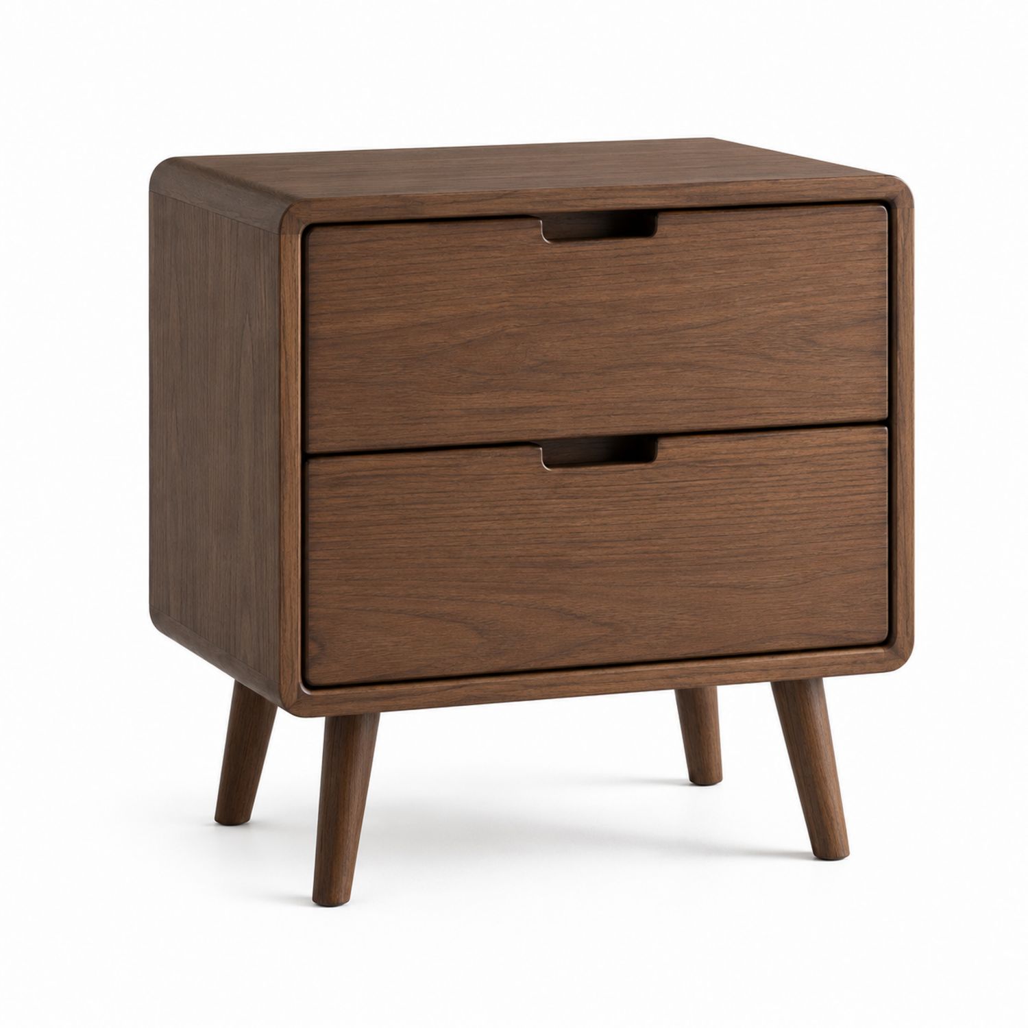 Mesita de noche de madera de nogal con 2 cajones
