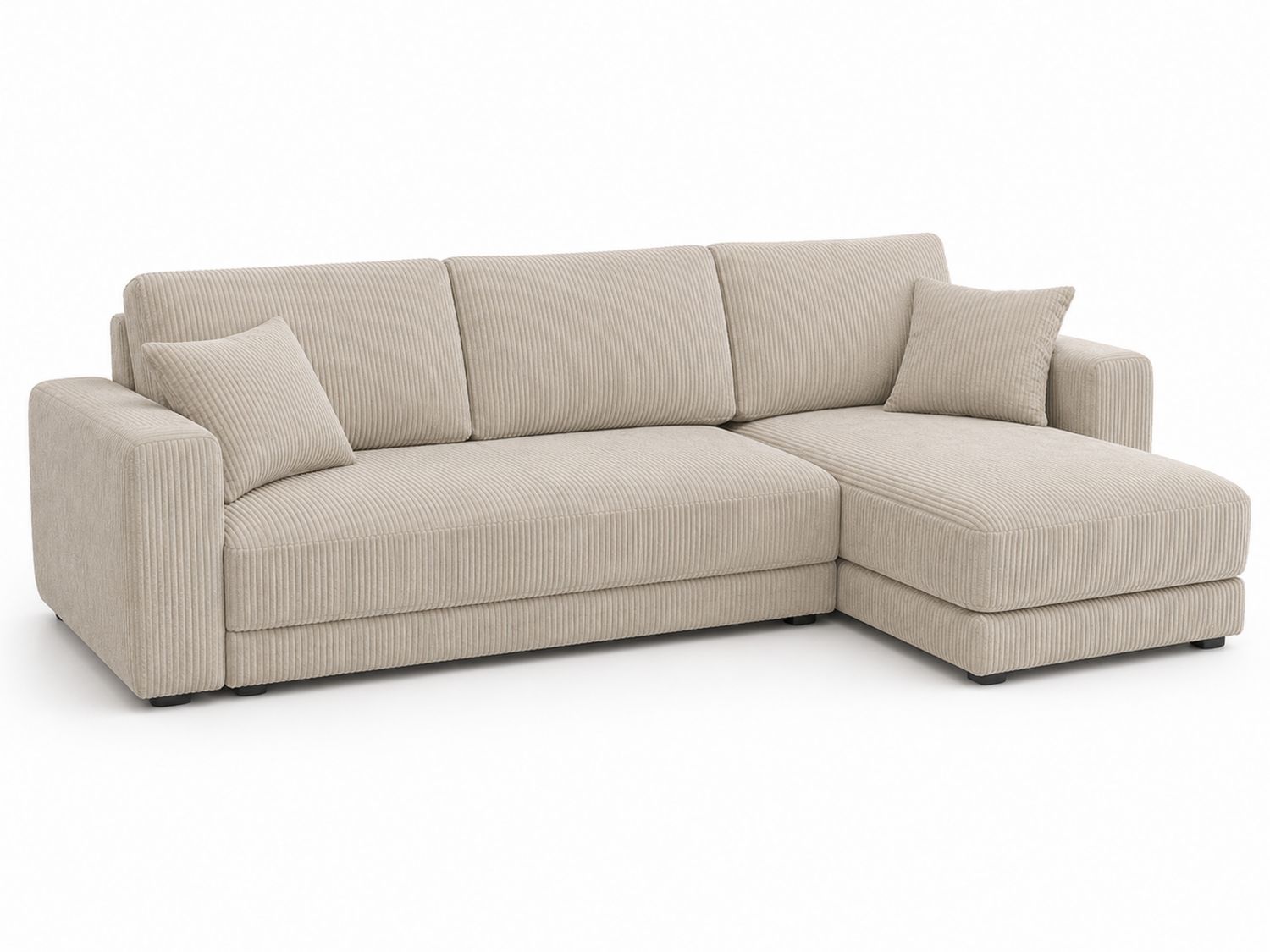 Sofá Chaise Longue de Esquina de Corderoy Beige