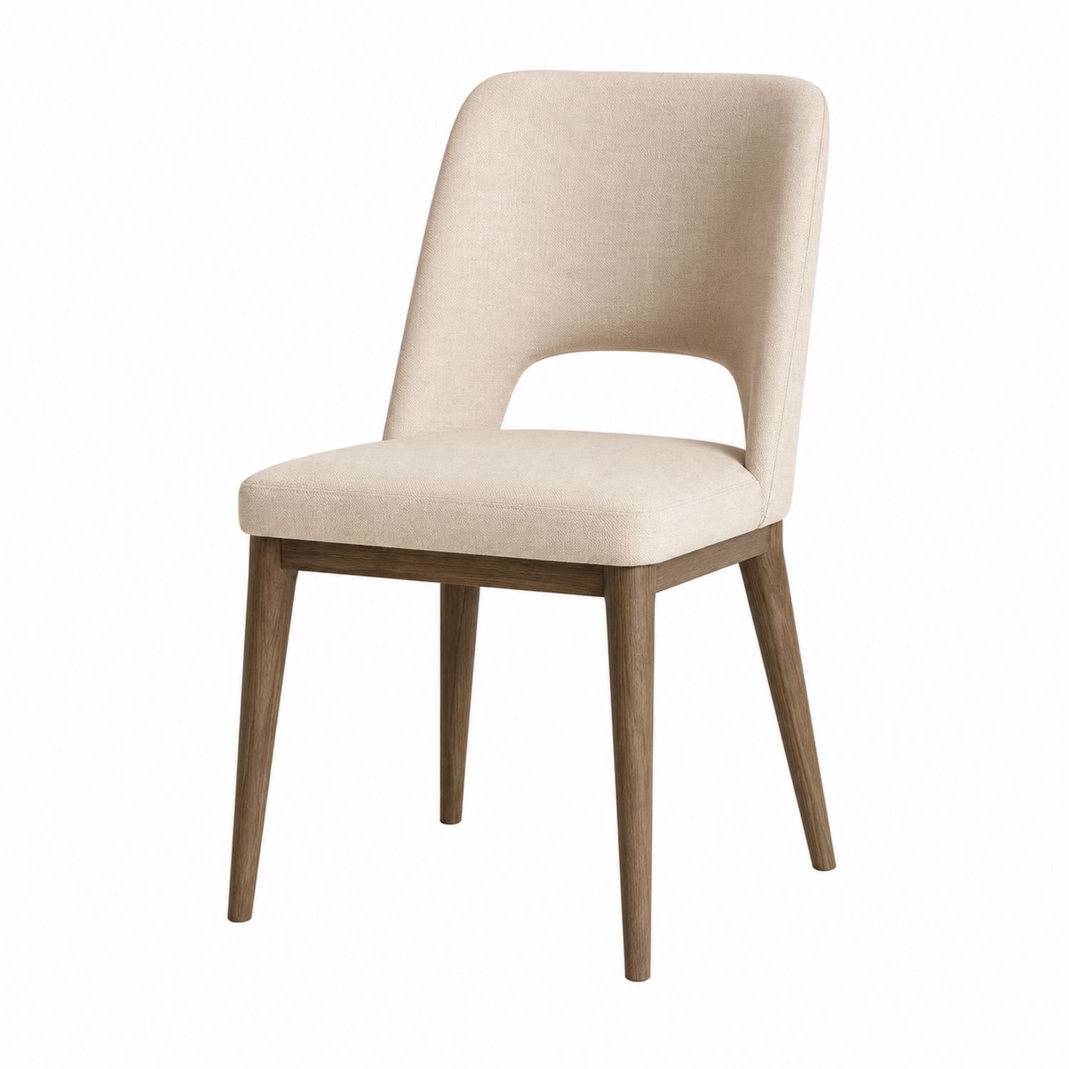 Silla de Comedor Beige de Tela y Madera