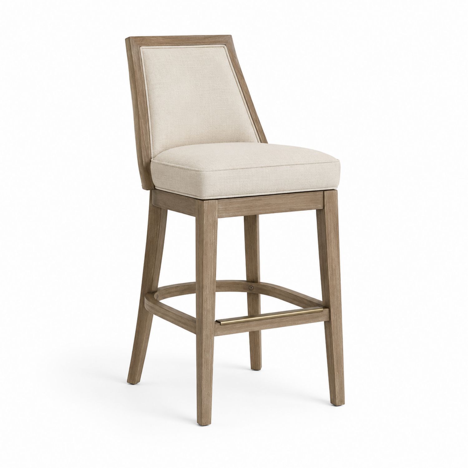 Taburete de Madera y Tela Beige