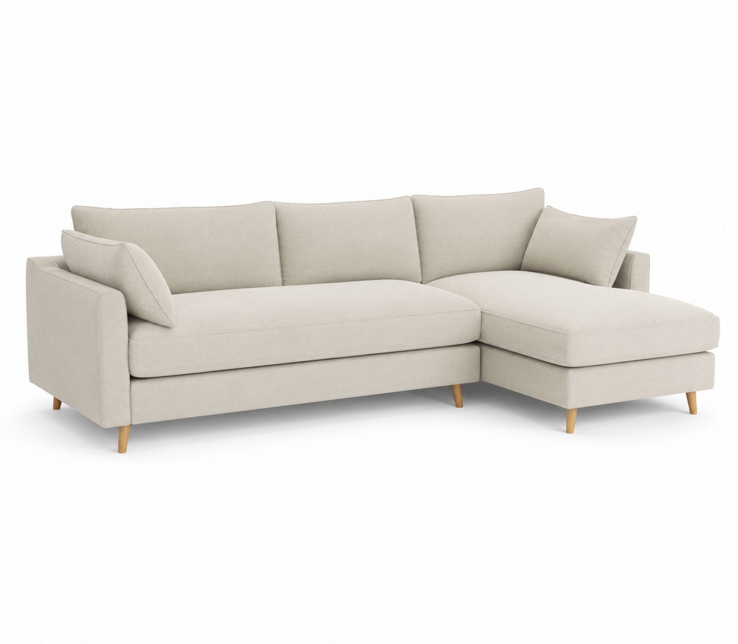 Sofá Esquinero de Poliester Beige con Chaise Longue