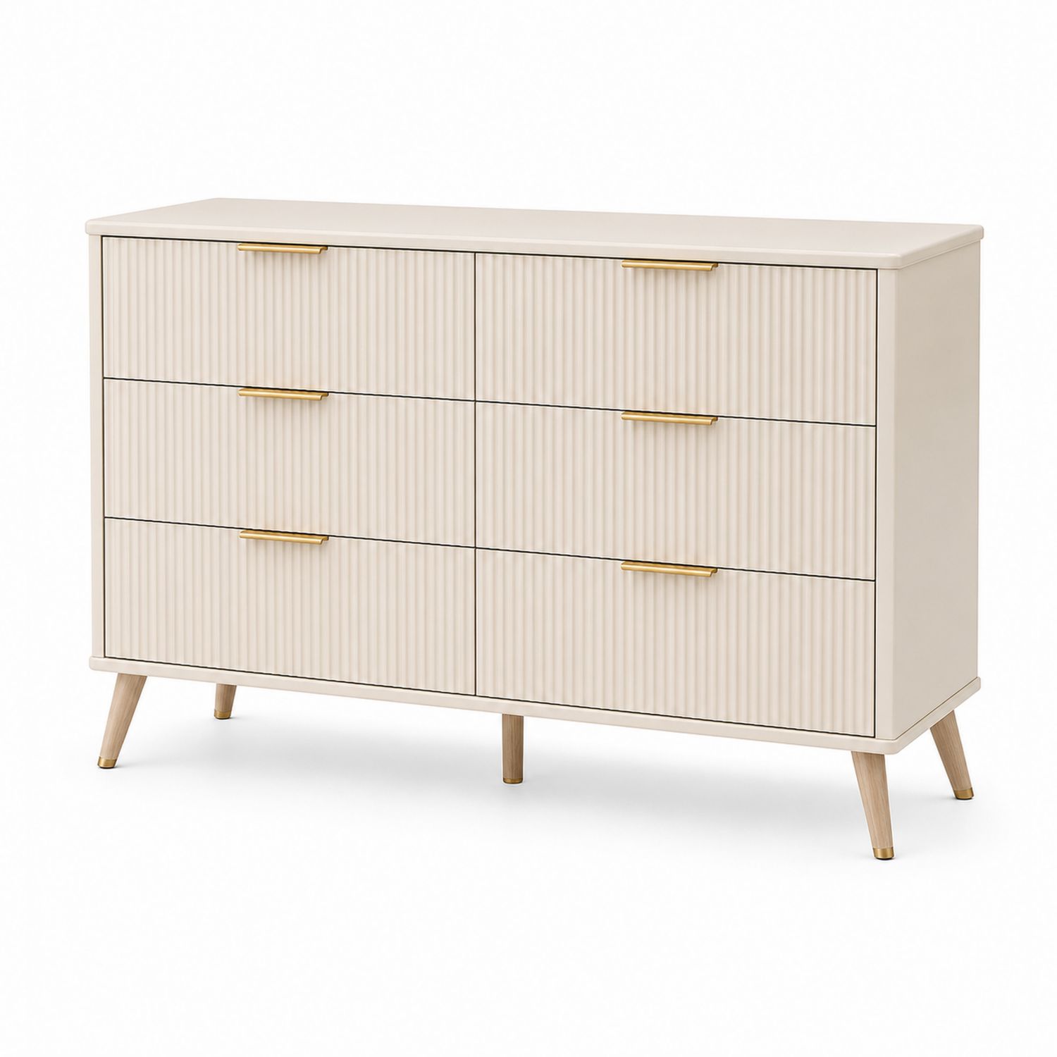Cajonera de Madera con Tiradores de Aleación Dorada Beige
