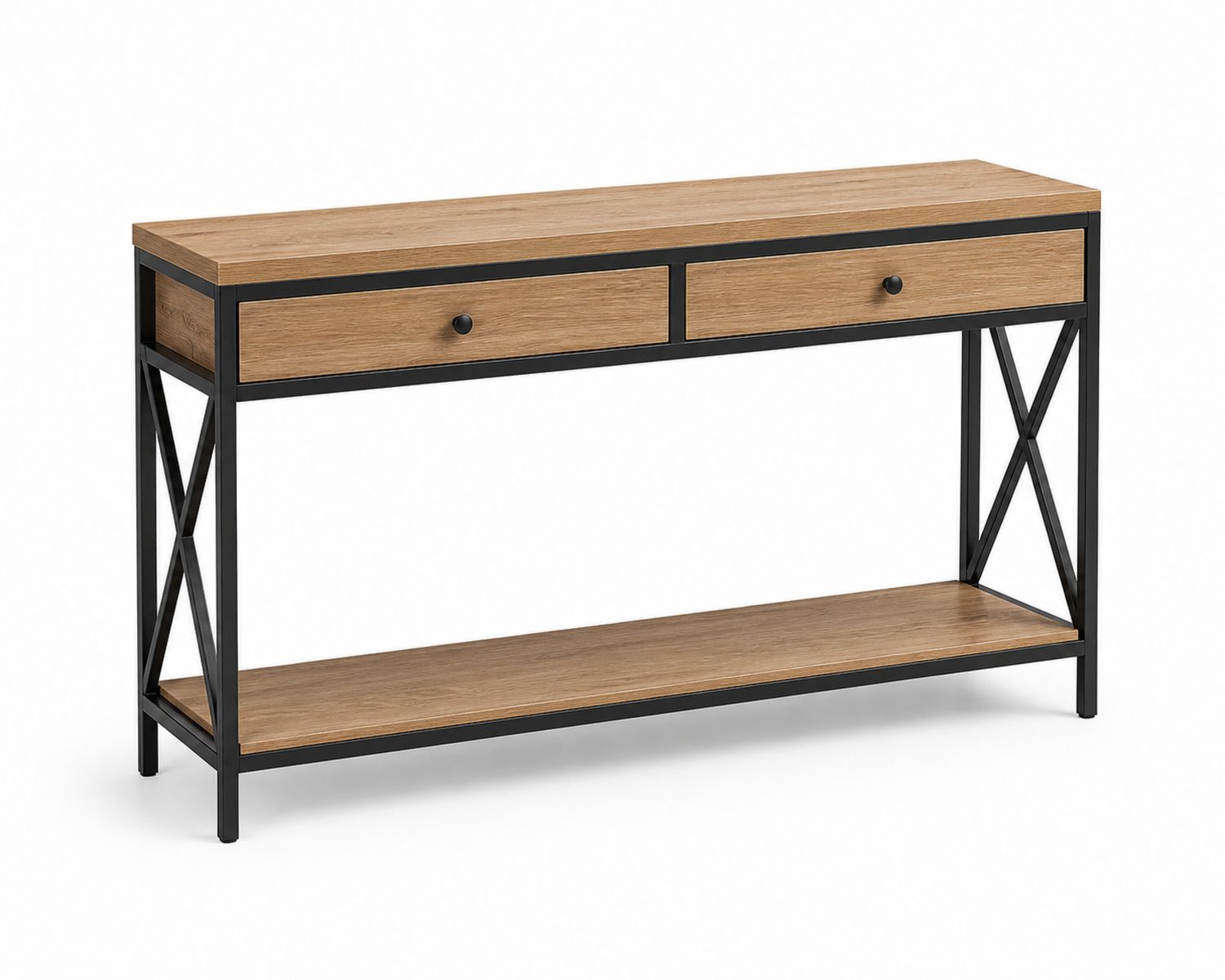 Mesa consola rectangular de madera MDF y acero negro