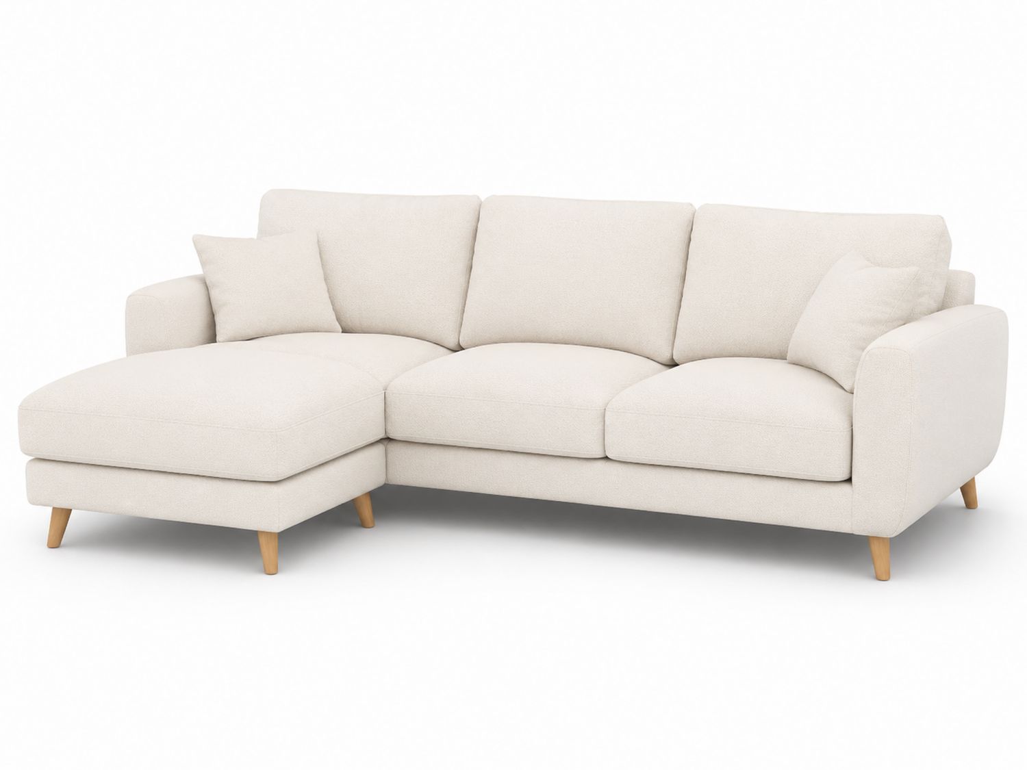Sofá chaise longue de tela crema