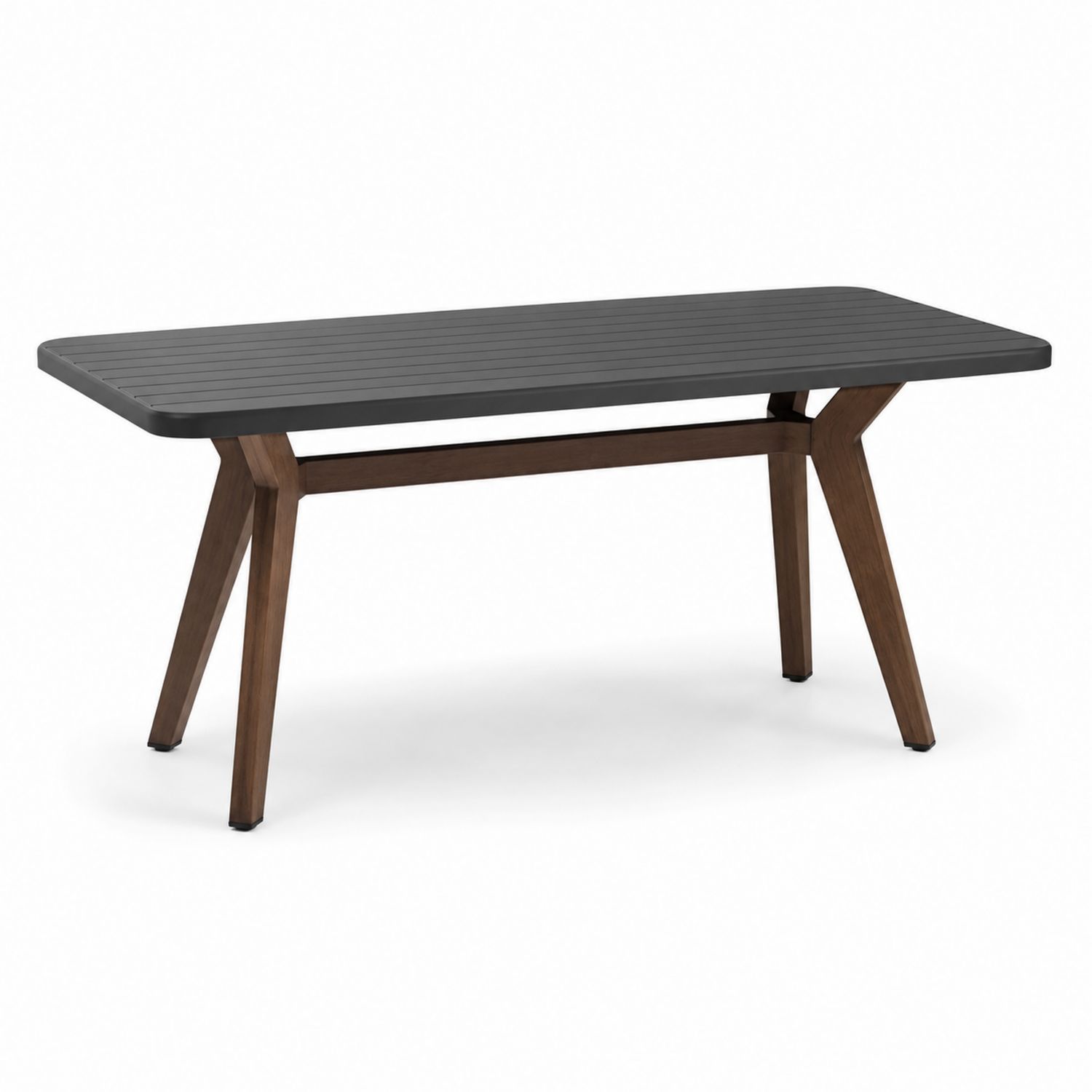Mesa de comedor exterior de aluminio y madera 150x90 cm