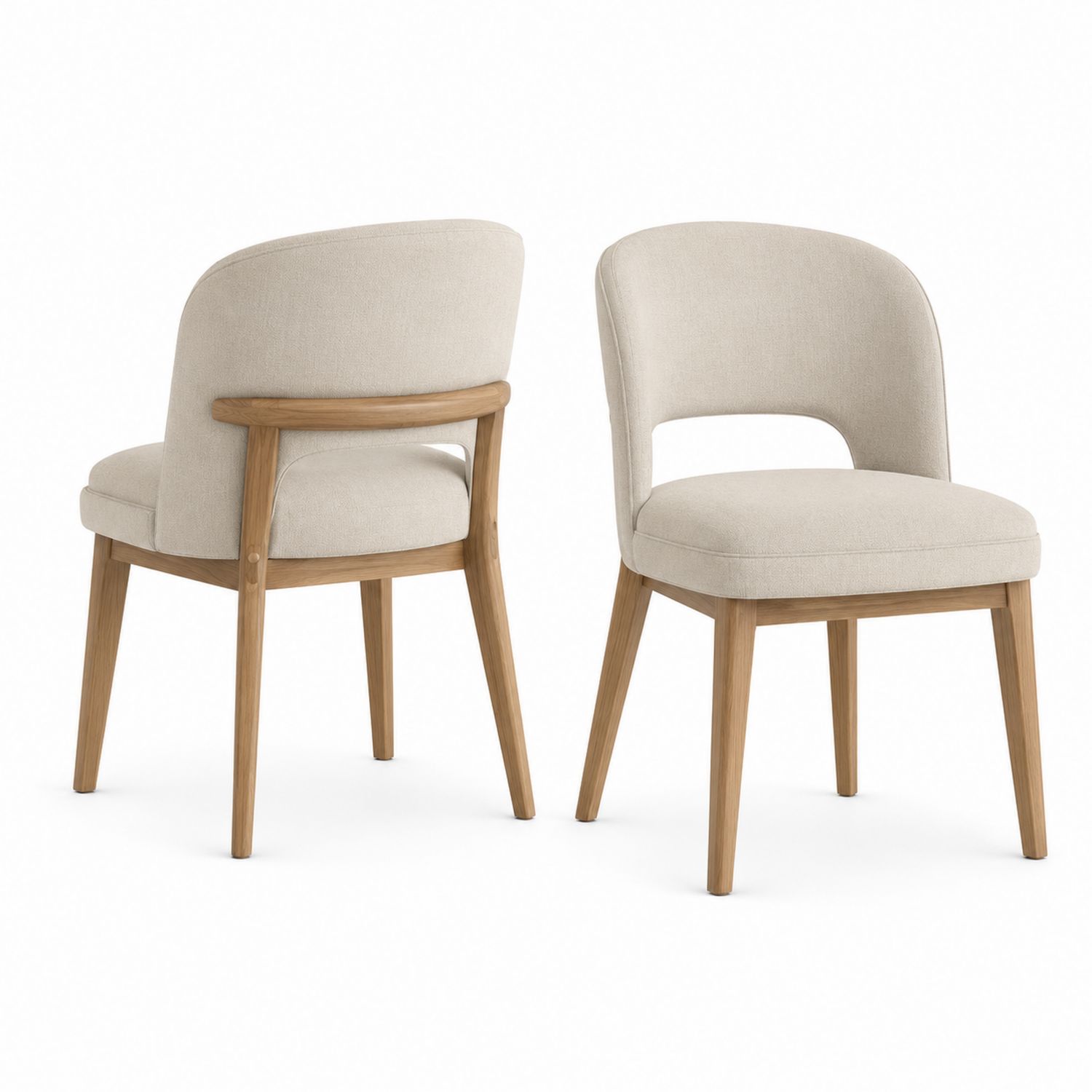 Juego de 2 sillas de comedor de madera y tela beige