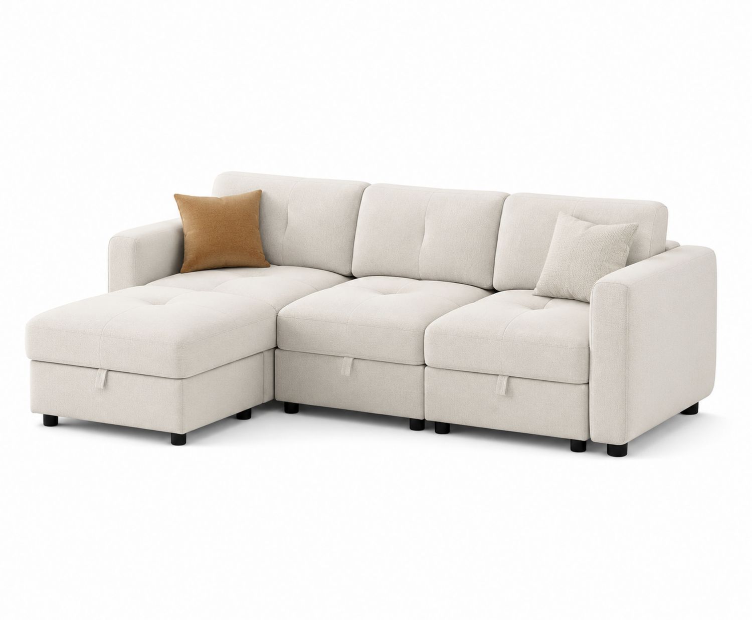 Sofá Chaise Longue Esquinero 4 Plazas Tela Beige