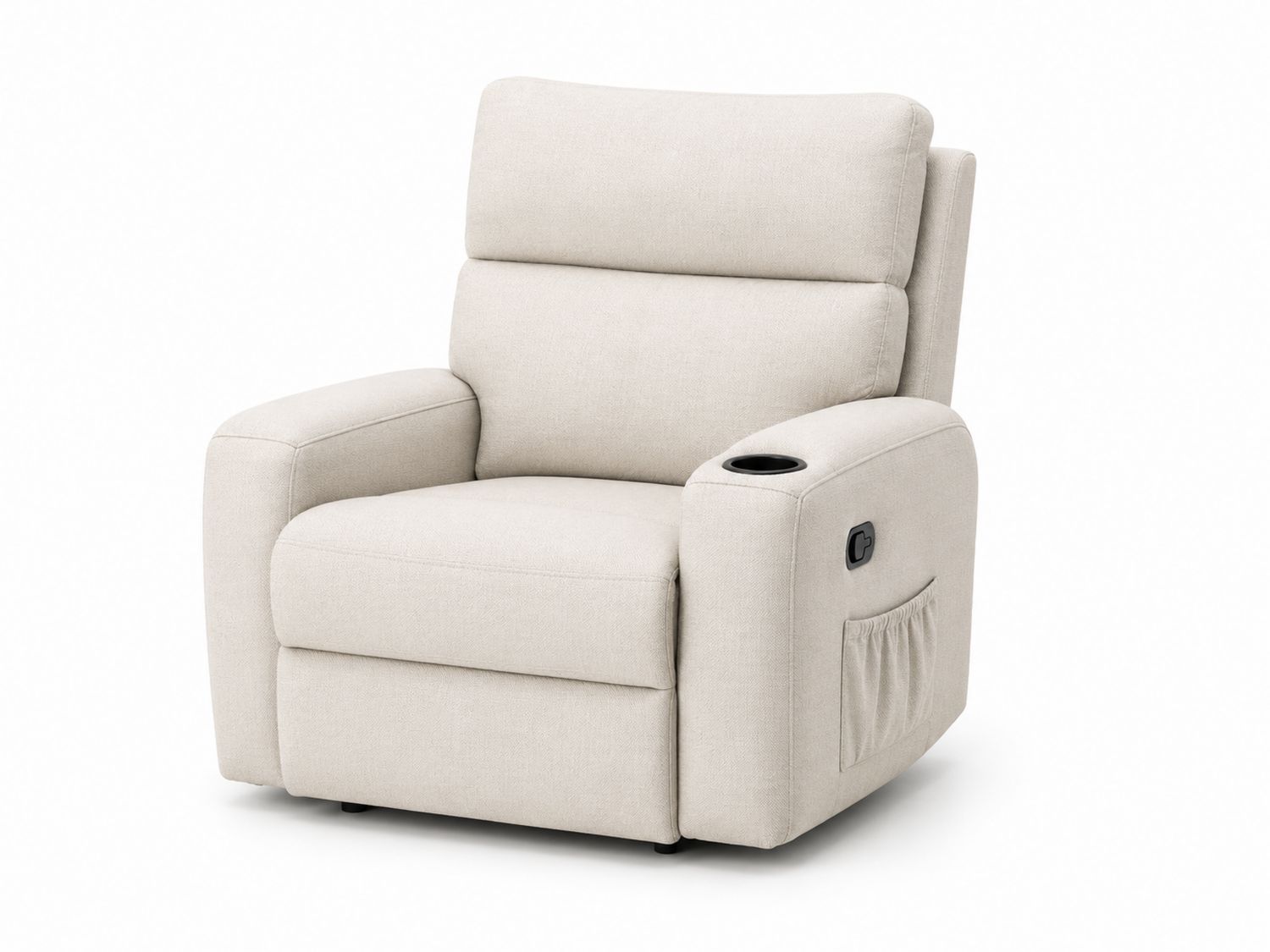 Sillón Reclinable de Tela Beige con Portavasos