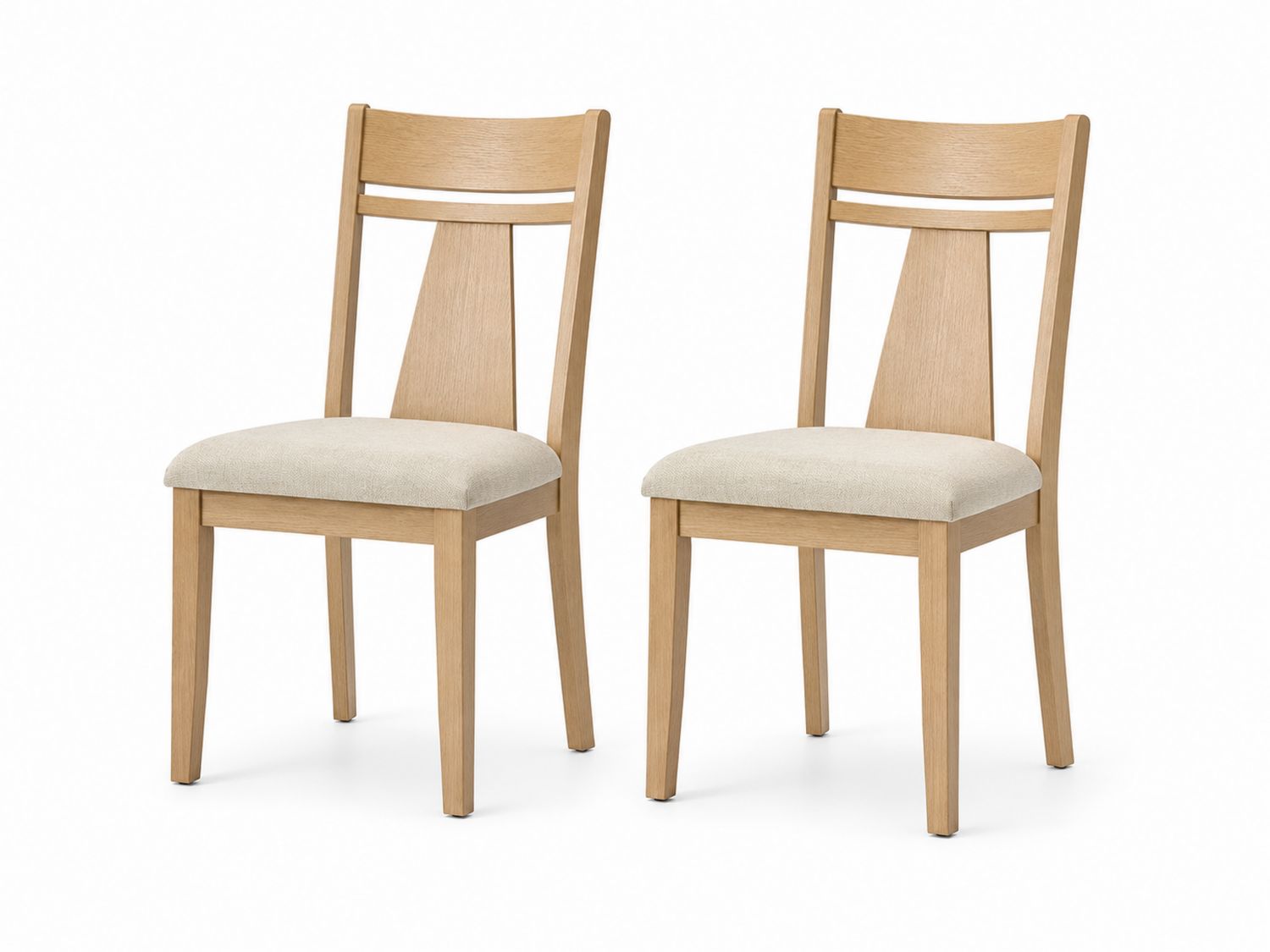 Conjunto de 2 sillas de madera con asiento de lino