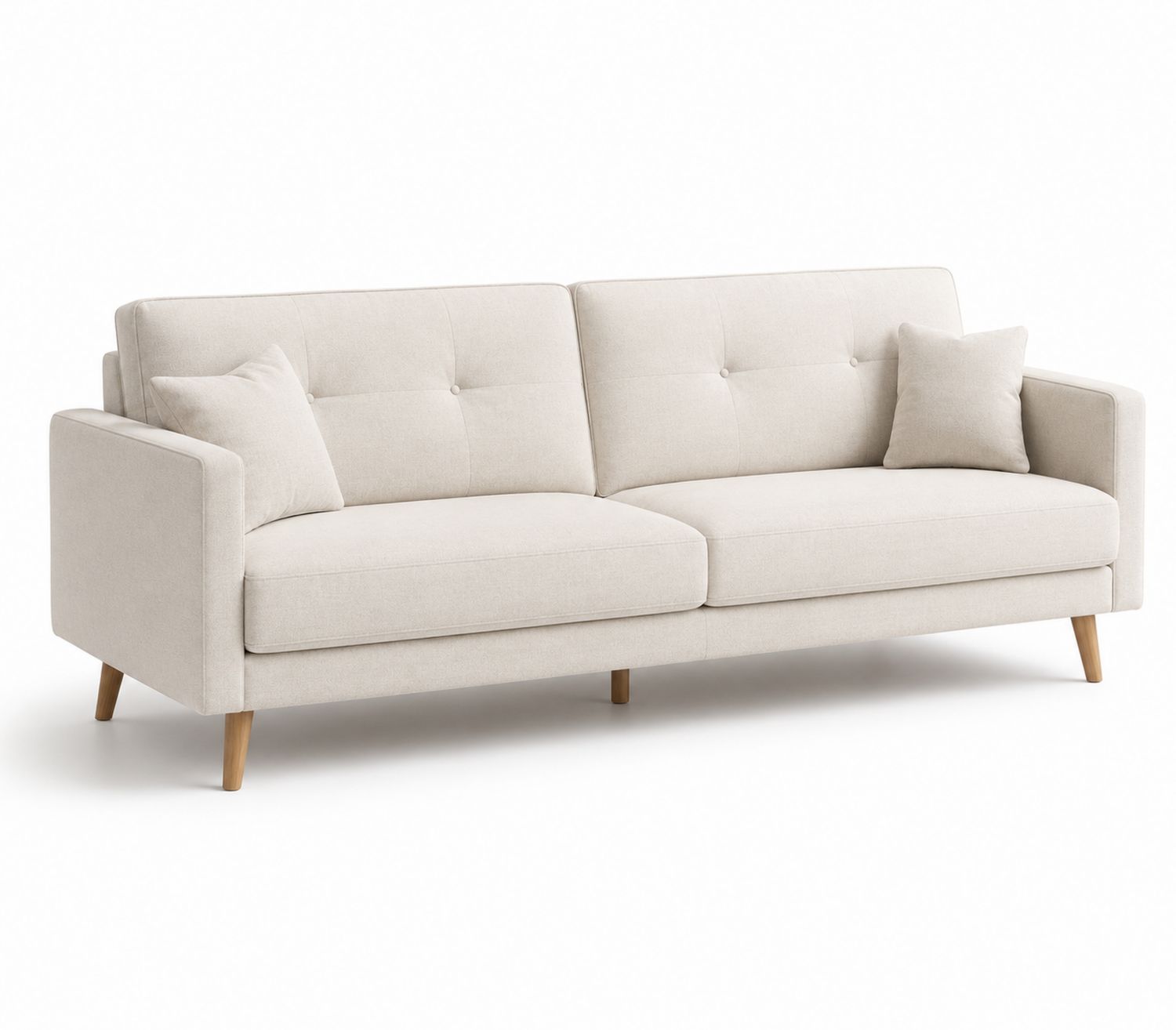 Sofá de 3 plazas tela poliéster beige 210x85x90 cm