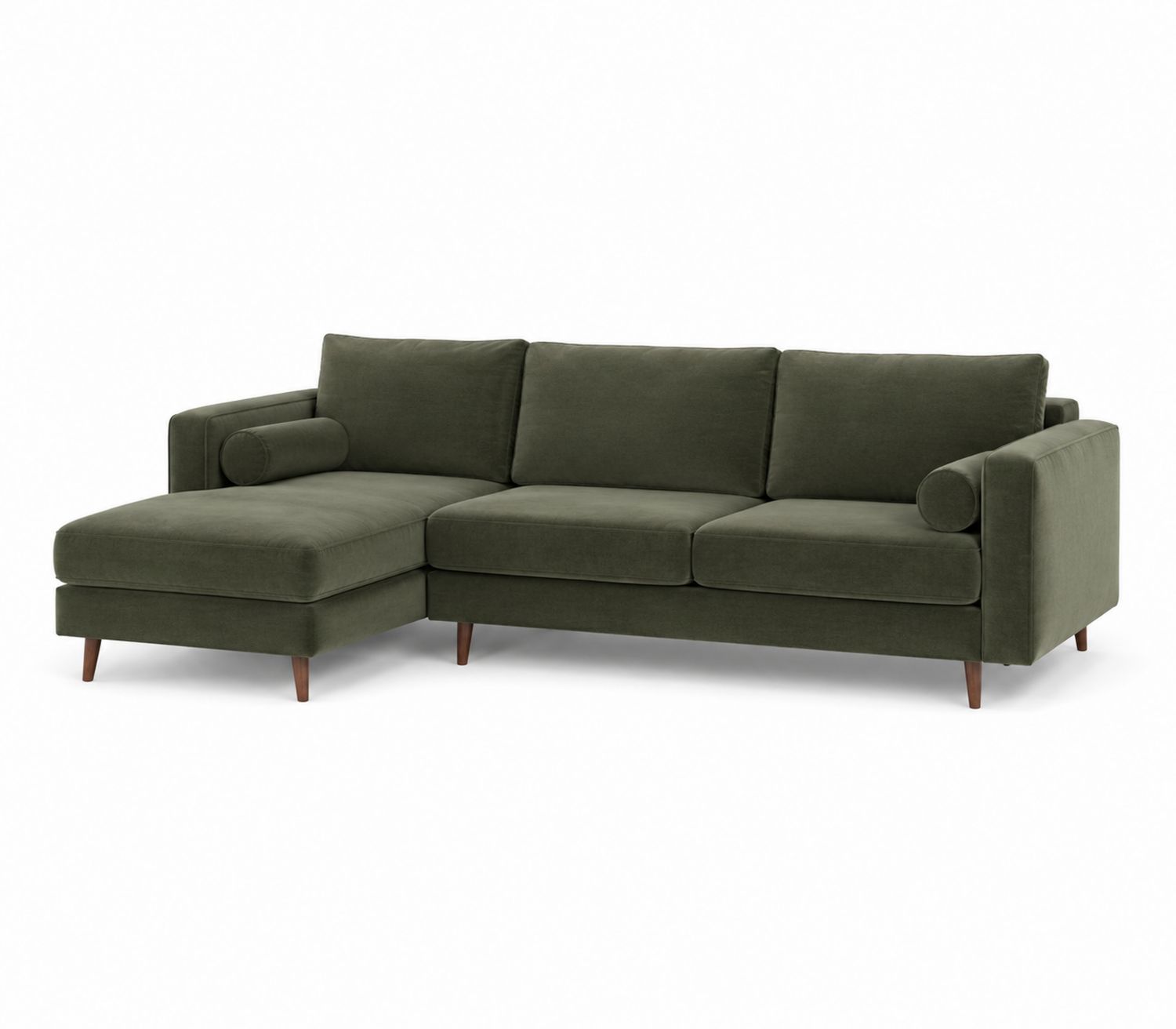Sofá Seccional en Forma de L con Chaise Longue Izquierda Terciopelo Verde 250 cm