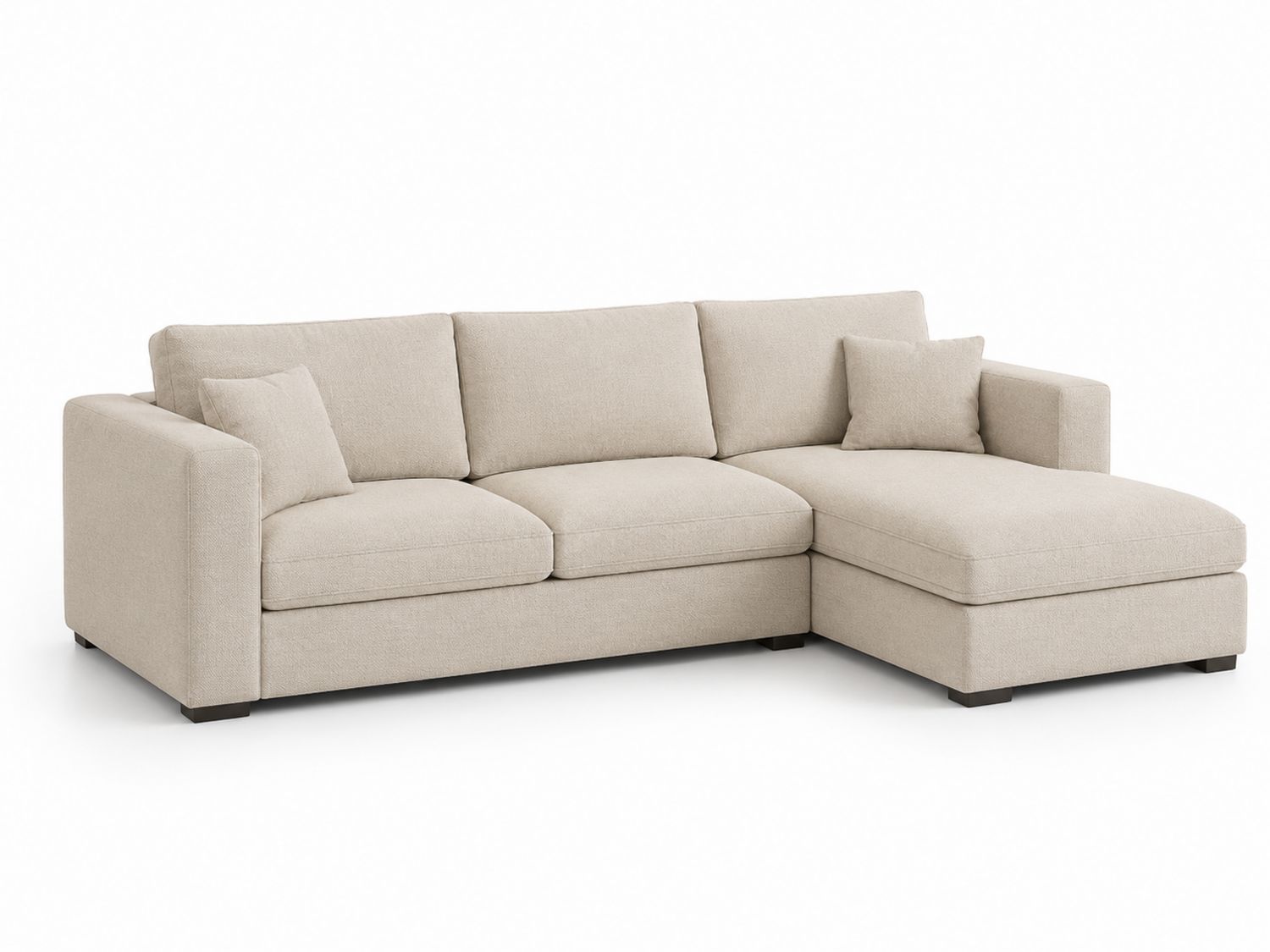 Sofá seccional en L con chaise longue de tela Beige