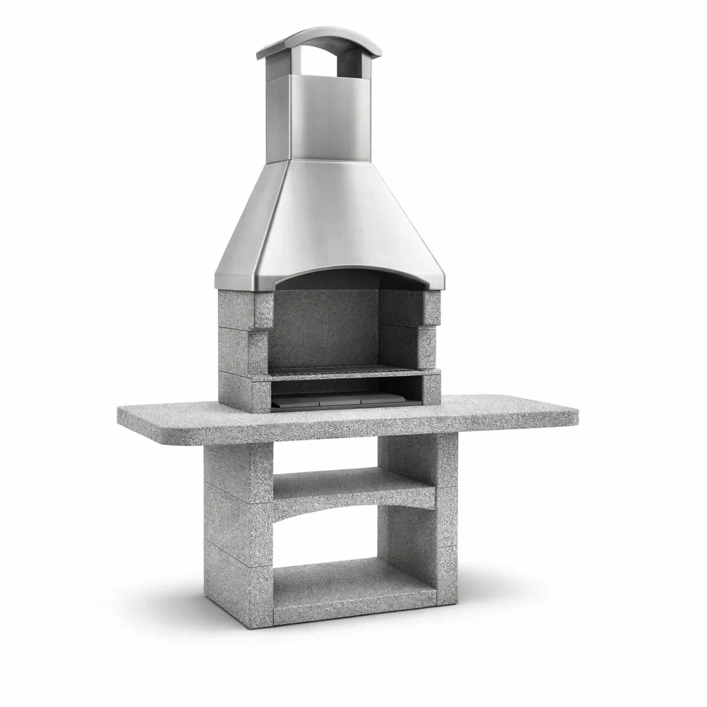 Barbecue da Esterno in Acciaio Inox e Cemento-DREAMCOMFORTNOOK