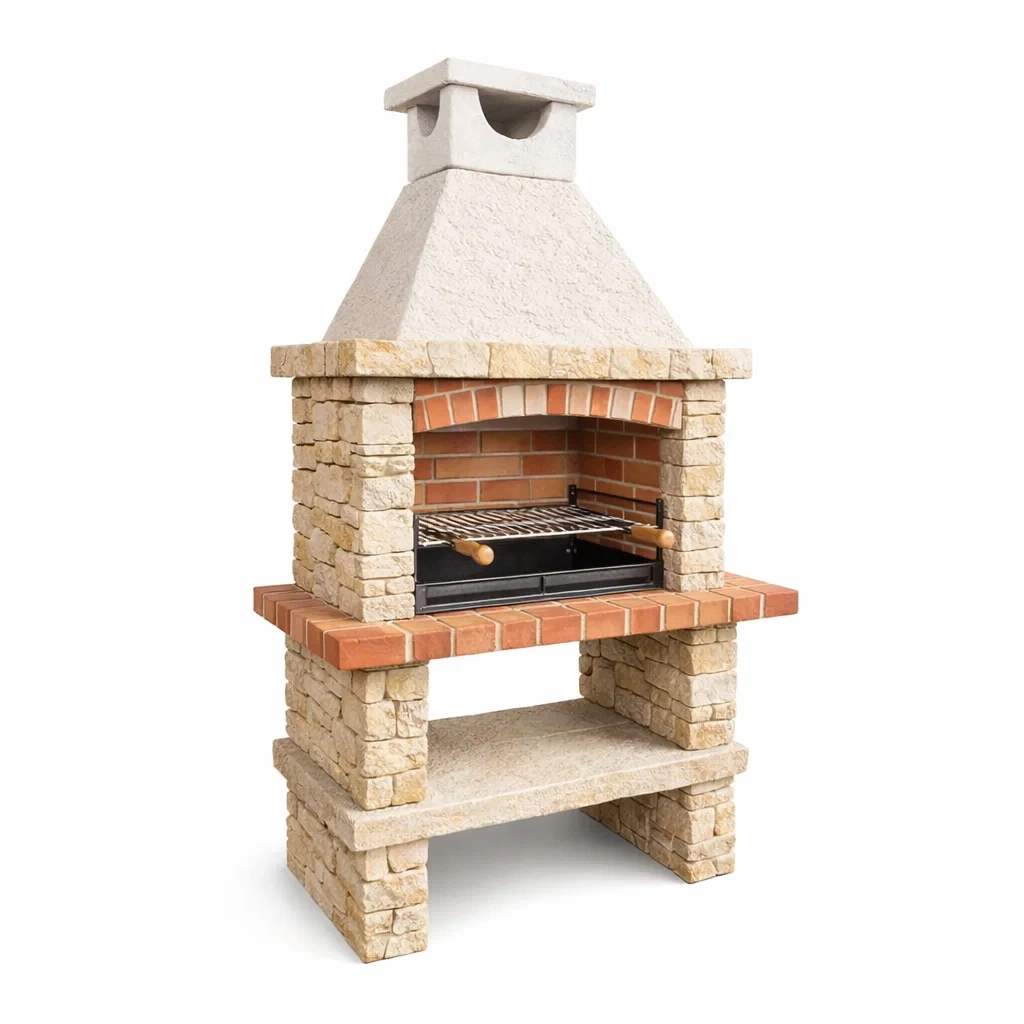 Barbecue in Pietra e Mattoni con Camino-DREAMCOMFORTNOOK