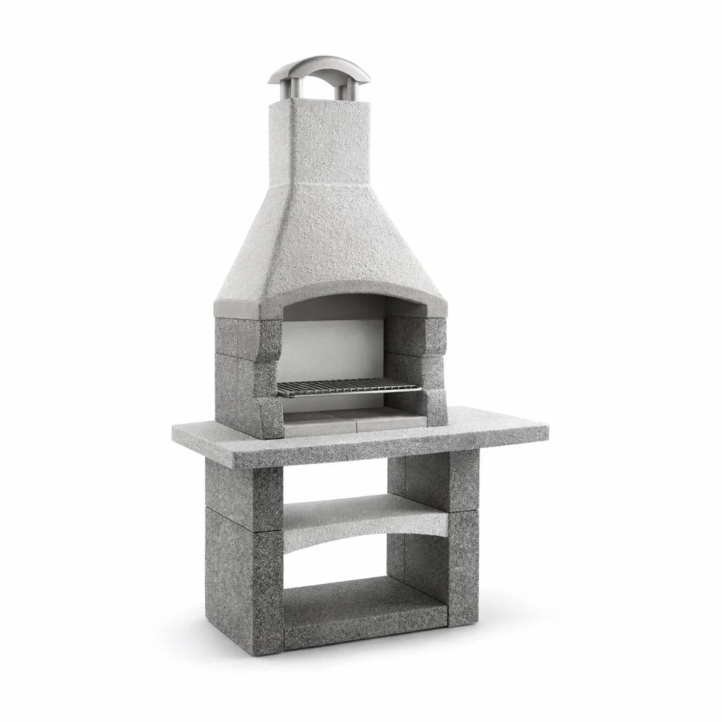 Barbecue in Cemento Grigio con Camino-DREAMCOMFORTNOOK