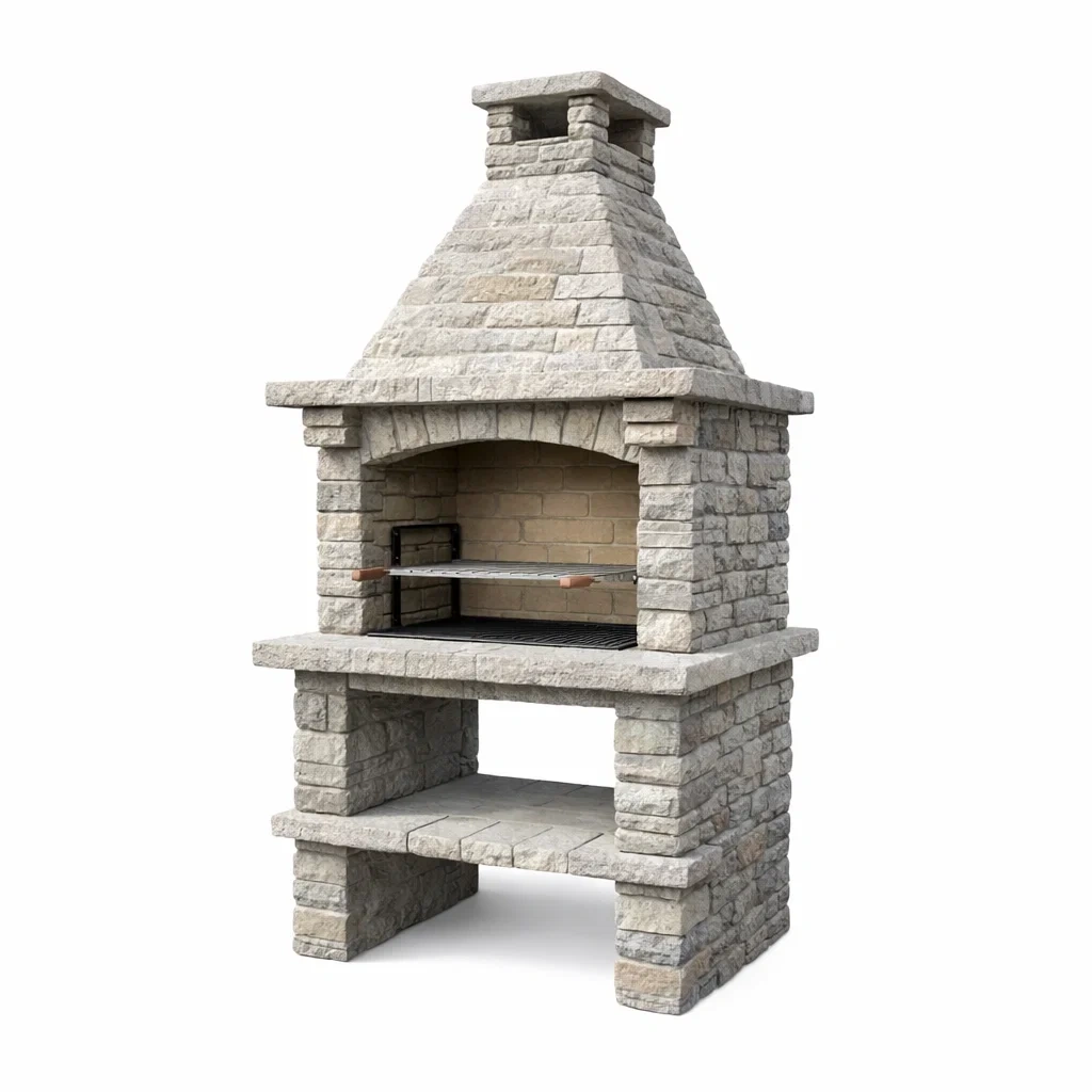 Barbecue in Pietra Artificiale con Camino-DREAMCOMFORTNOOK