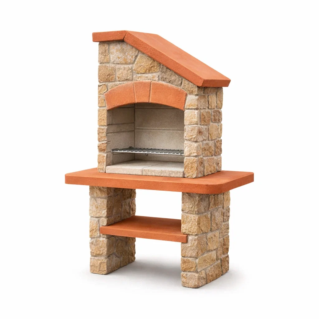Barbecue da Esterno in Pietra con Griglia in Acciaio-DREAMCOMFORTNOOK