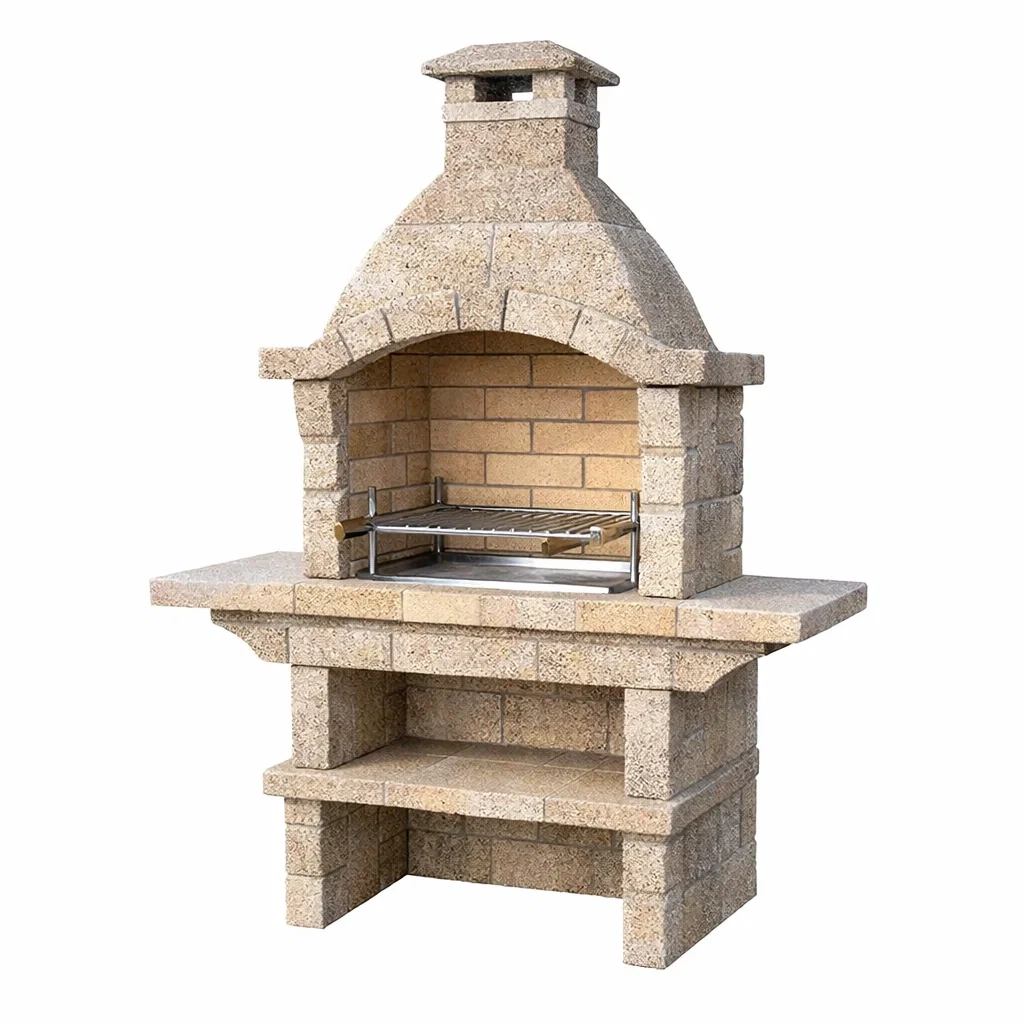 Barbecue in Cemento per Esterno con Camino e Mensole, 160x80x200 cm-DREAMCOMFORTNOOK