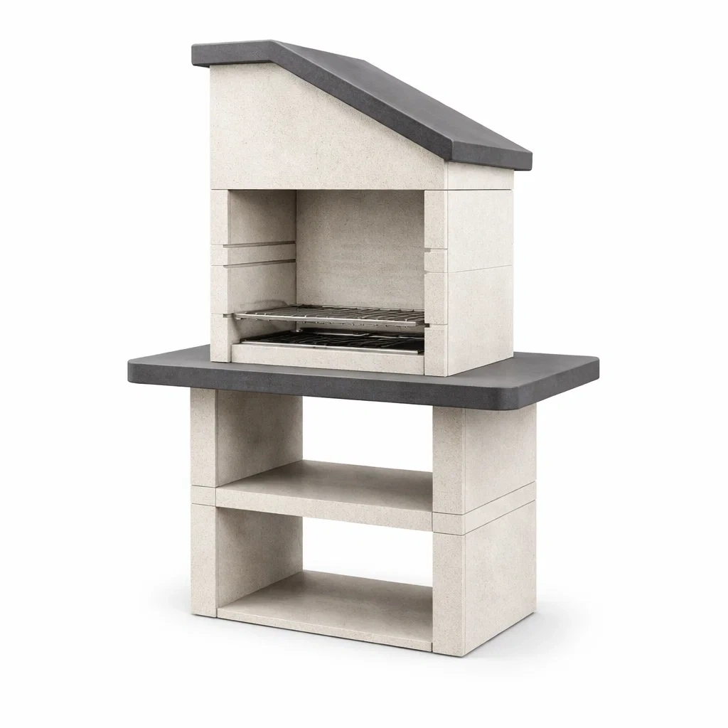 Barbecue in Cemento con Griglia in Acciaio Inox Grigio 115x65x165 cm-DREAMCOMFORTNOOK