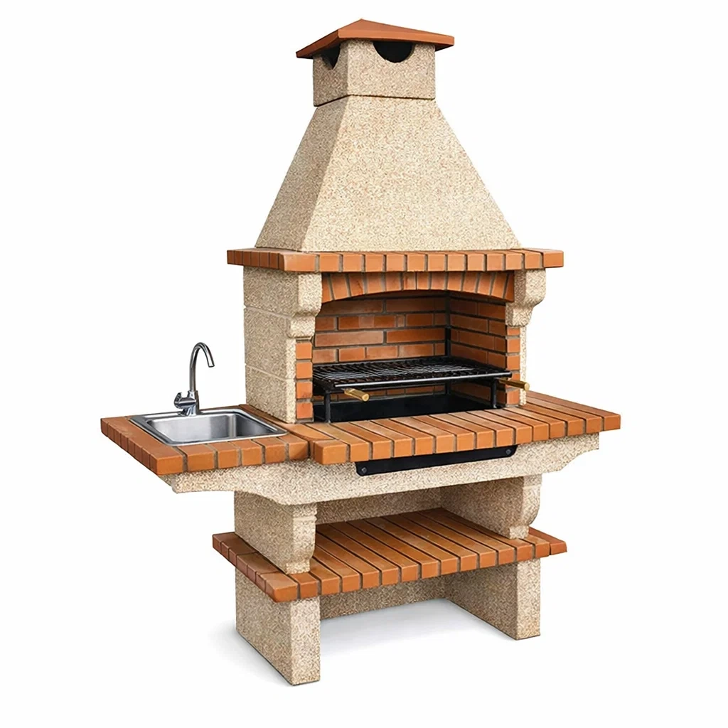 Barbecue da Giardino in Mattoni con Lavello e Griglia in Acciaio-DREAMCOMFORTNOOK