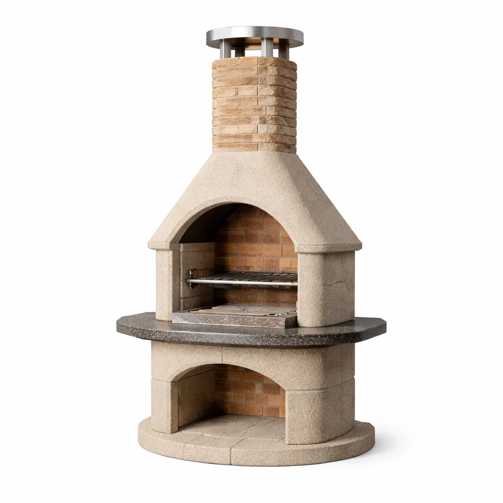 Barbecue da Giardino in Cemento e Mattoni Refrattari-DREAMCOMFORTNOOK
