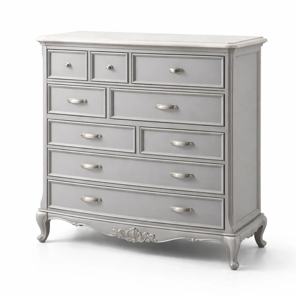 Cassettiera in Legno con 9 Cassetti, Grigio-DREAMCOMFORTNOOK